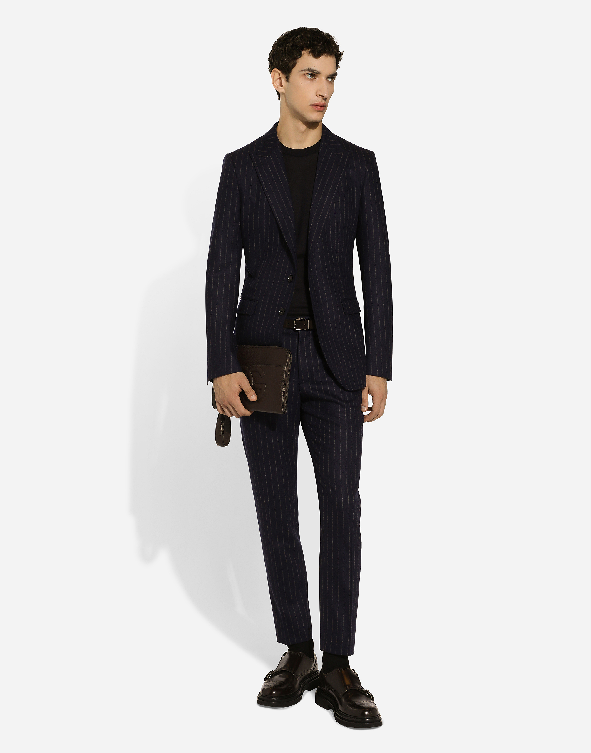  Dolce & Gabbana Chaqueta Taormina De Botonadura Sencilla De Franela Con Rayas Diplomáticas - Hombre Trajes Y Americanas Multicolor 46 