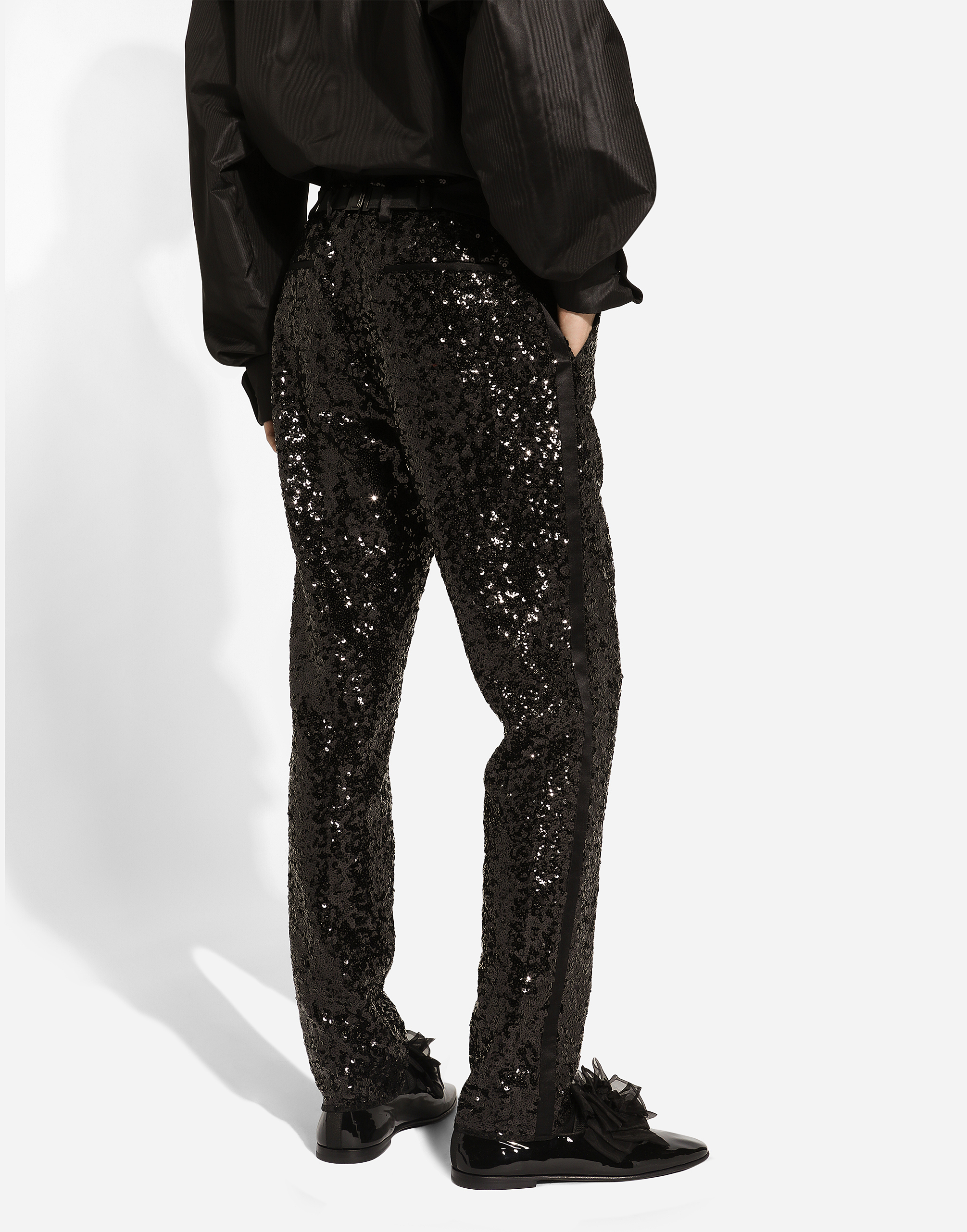 Dolce & Gabbana Sequin-embellished Trousers In Black