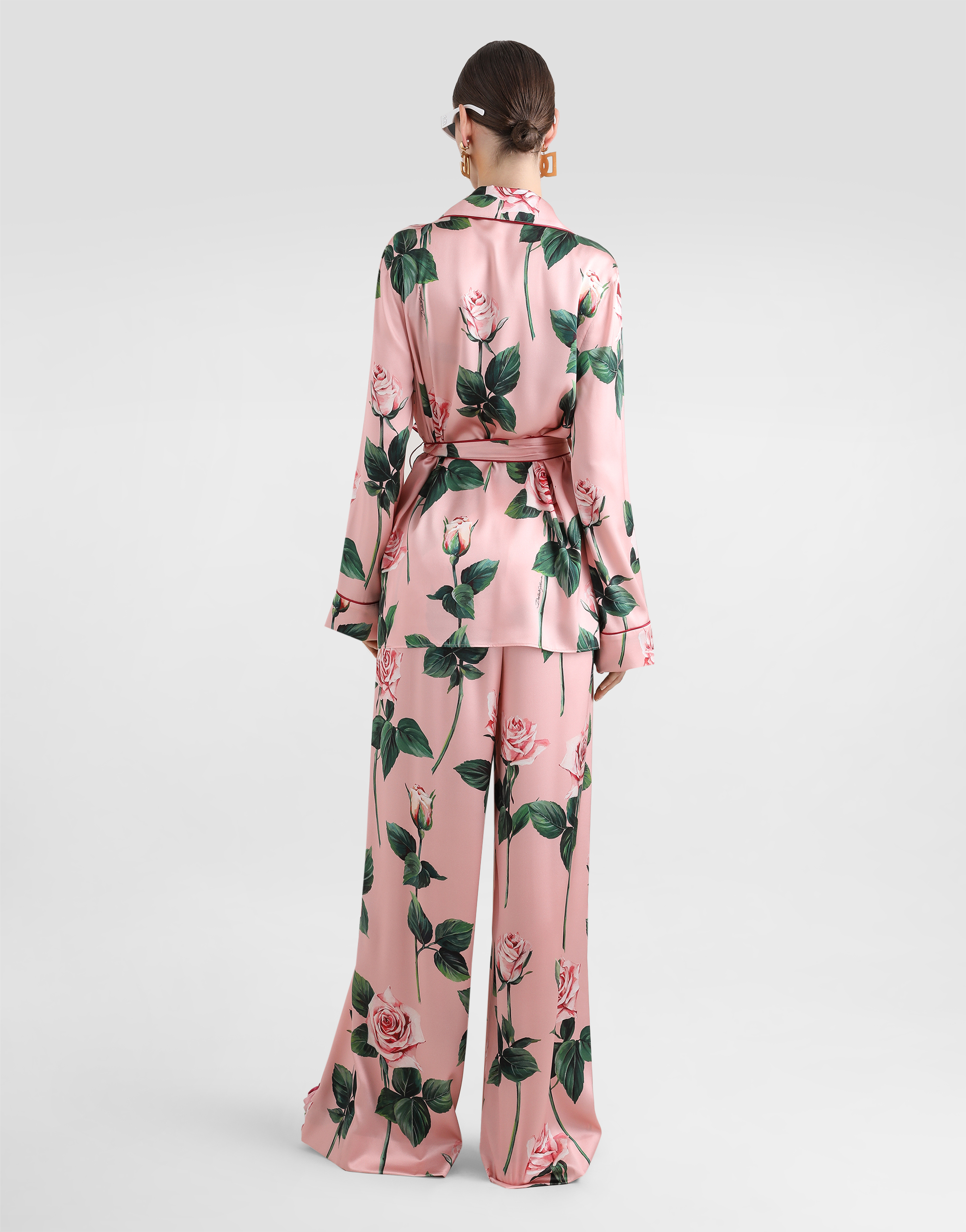 Dolce & Gabbana Silk Floral Shirt With Waist Belt In Print