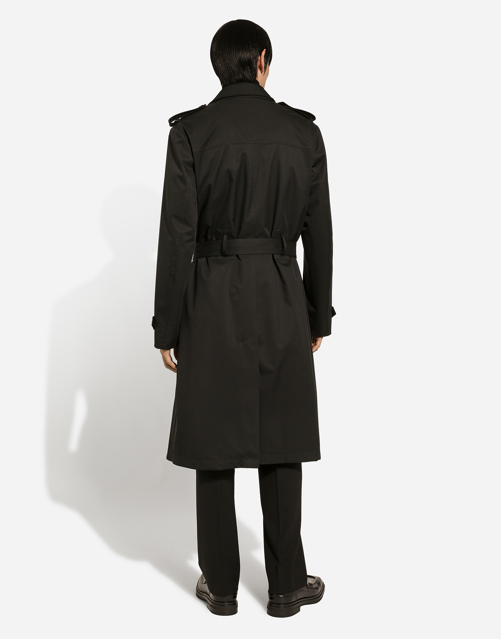 Nylon double-breasted trench coat