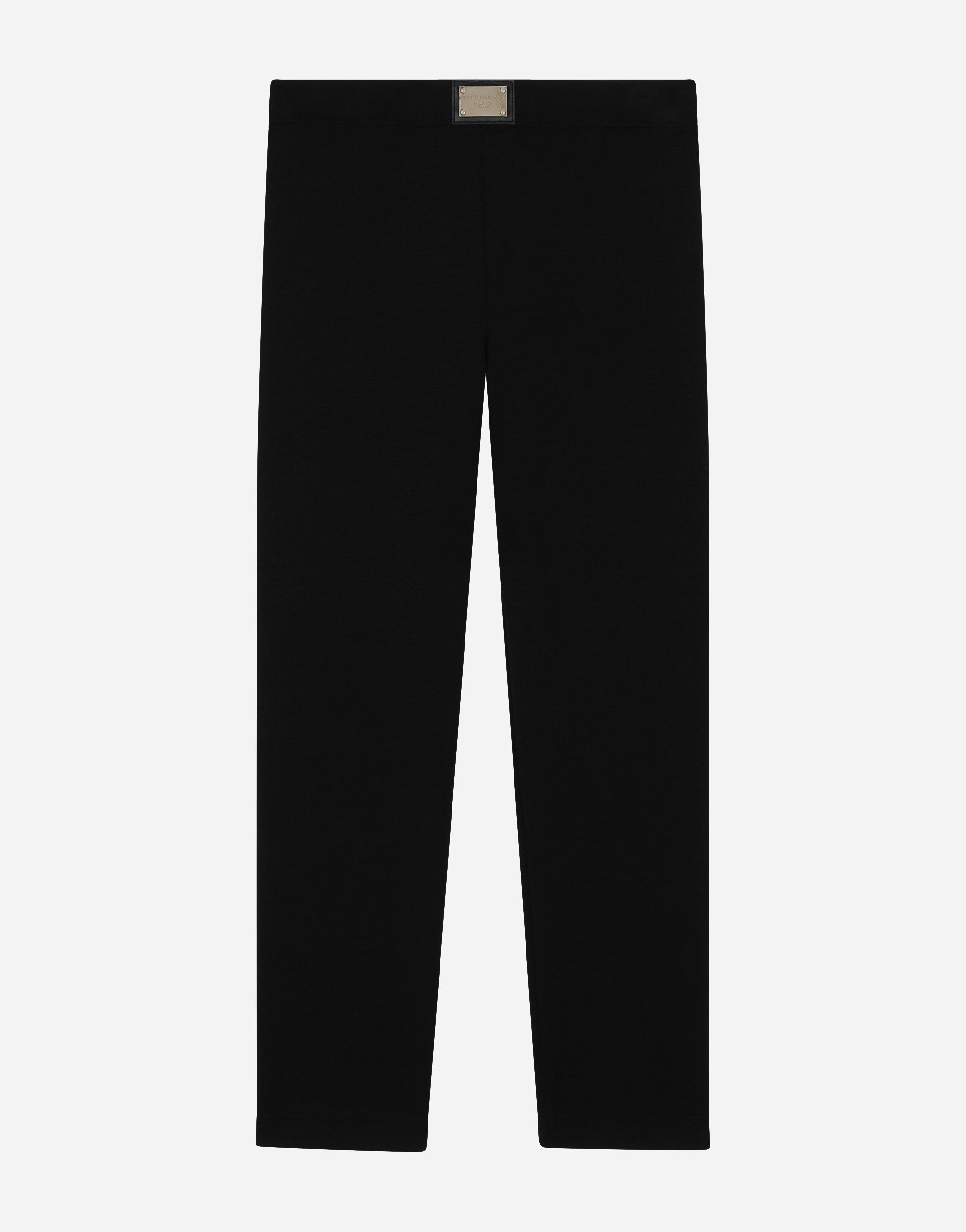 Dolce & Gabbana Leggings With Logo Tag - Woman Trousers And Skirts Black Cotton 3 Years