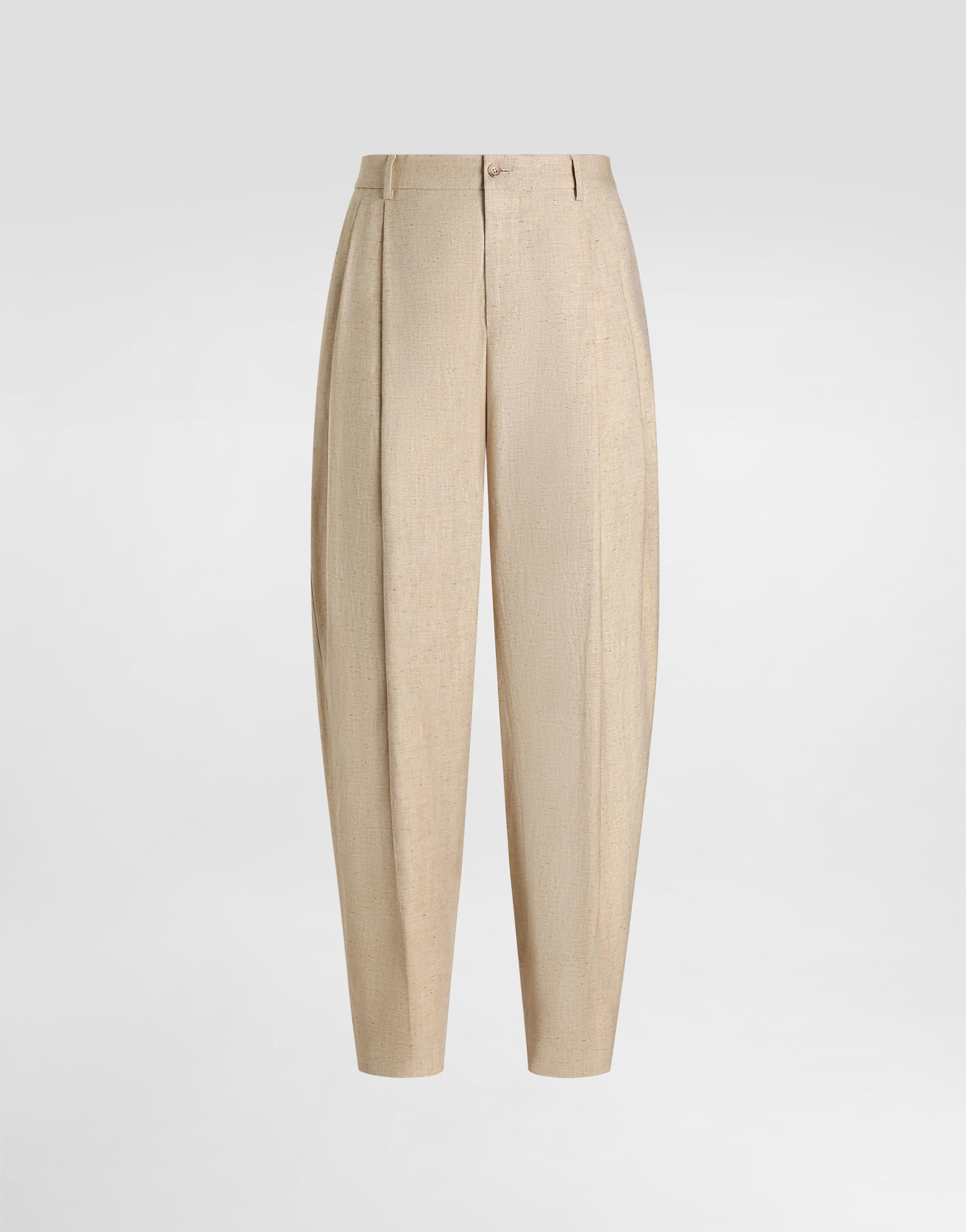Hemp and silk trousers with tweed effect