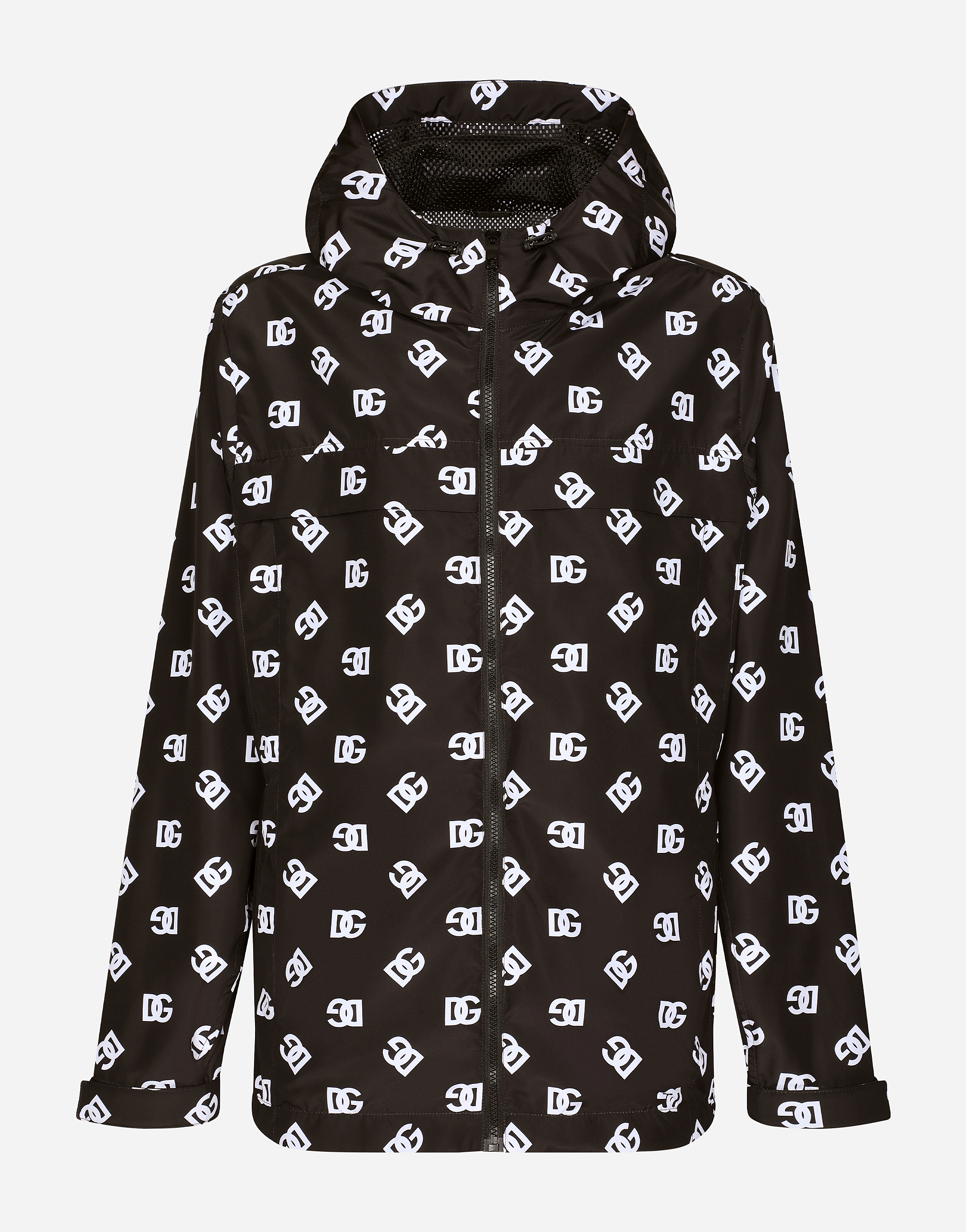 Dolce & Gabbana Quilted Nylon Jacket With Hood And Dg Logo Print In Multicolor