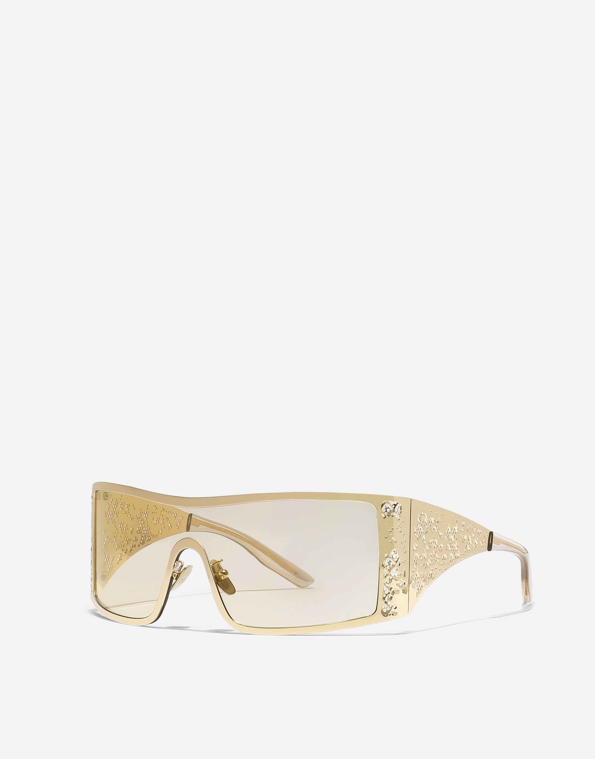 Dolce & Gabbana Floral-embellished Oversized Sunglasses In Gold