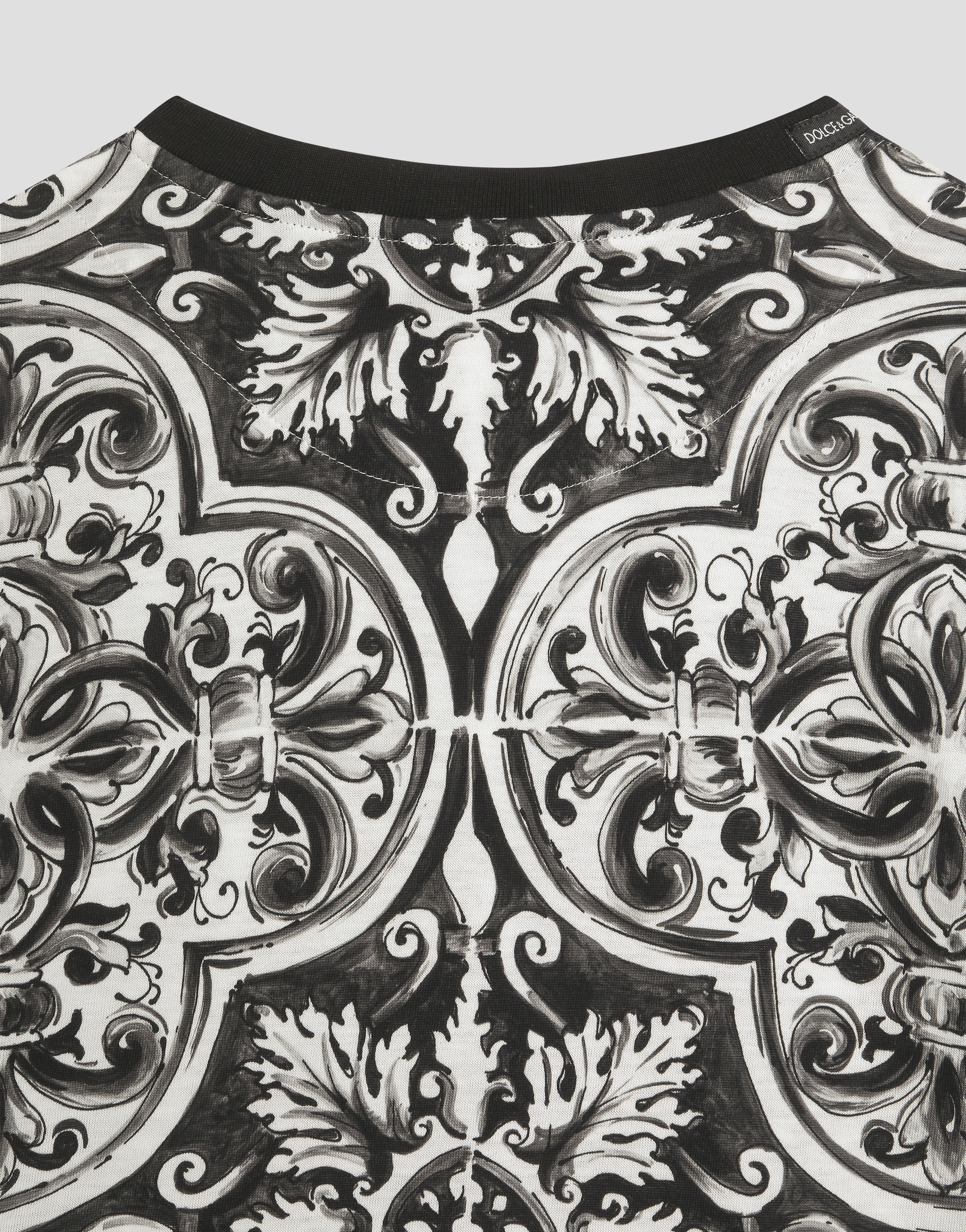 Dolce & Gabbana Black T-shirt For Boy With Majolica Print In Black