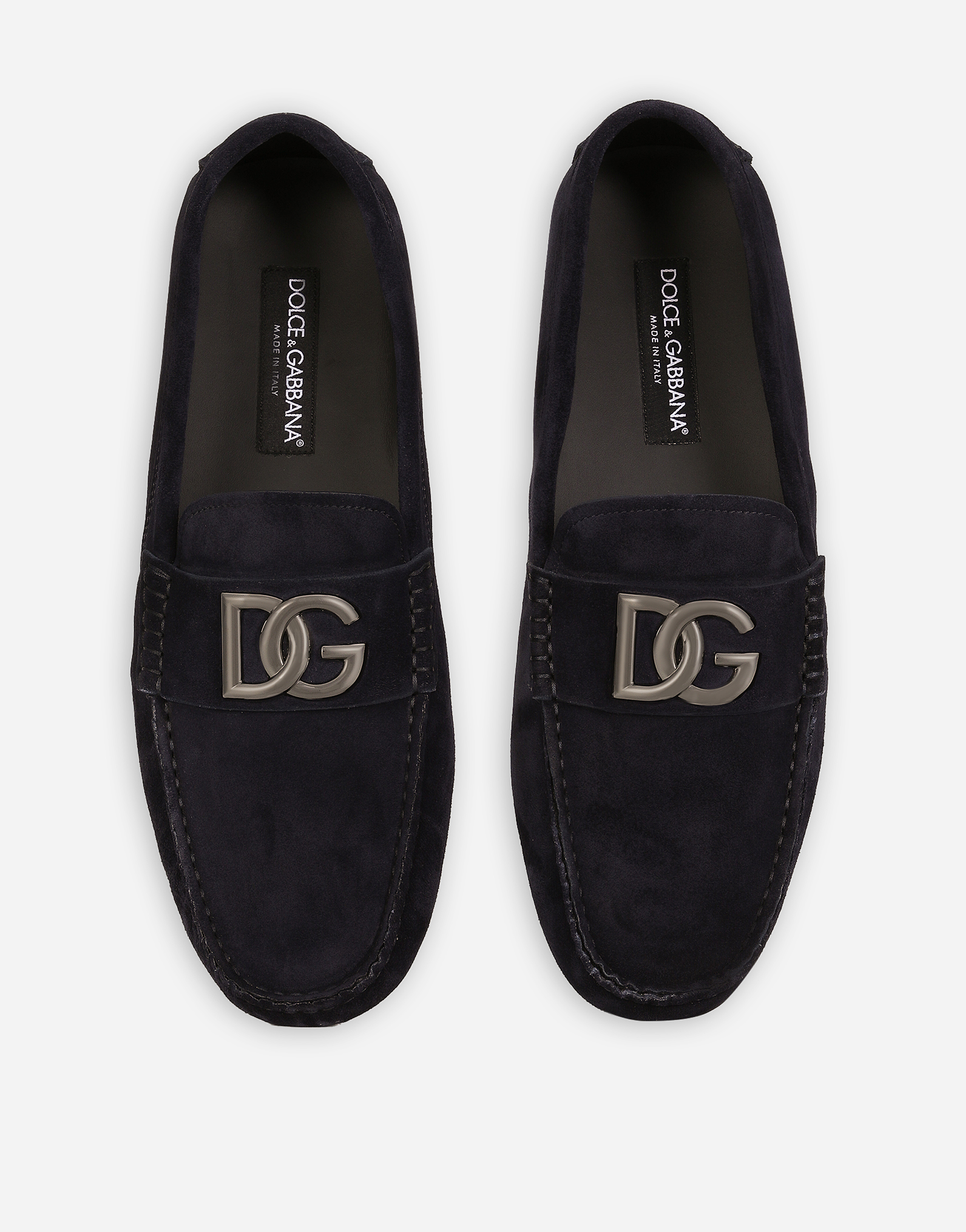 Dolce & Gabbana Midnight Blue Suede Slip-ons In Multi