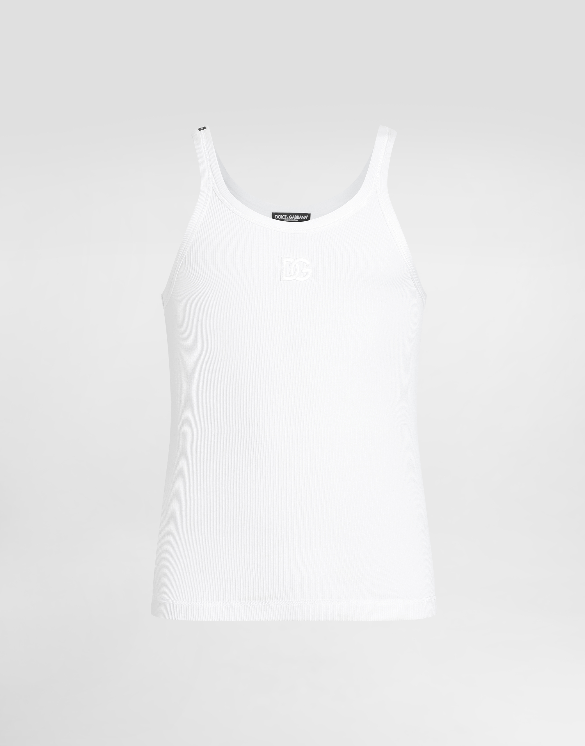 Dolce & Gabbana Cotton Tank Top With Embroidery