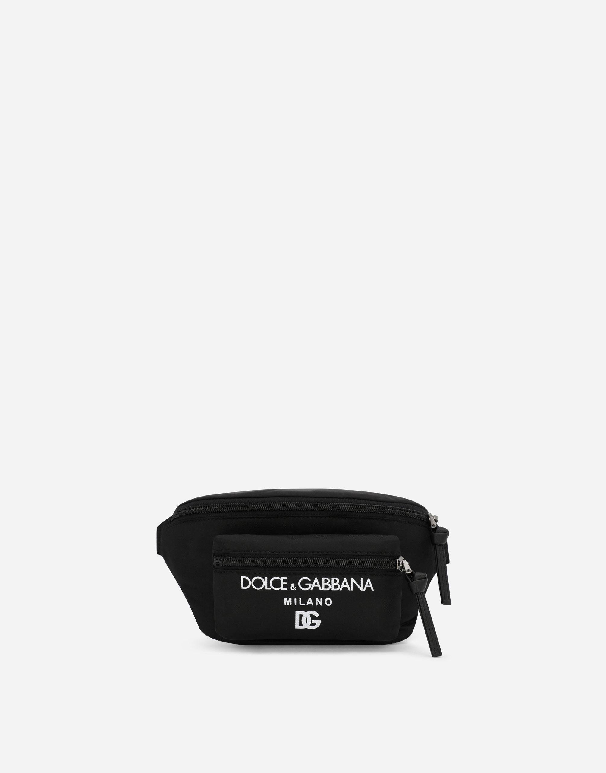 DOLCE & GABBANA NYLON BELT BAG WITH DOLCE&GABBANA MILANO PRINT
