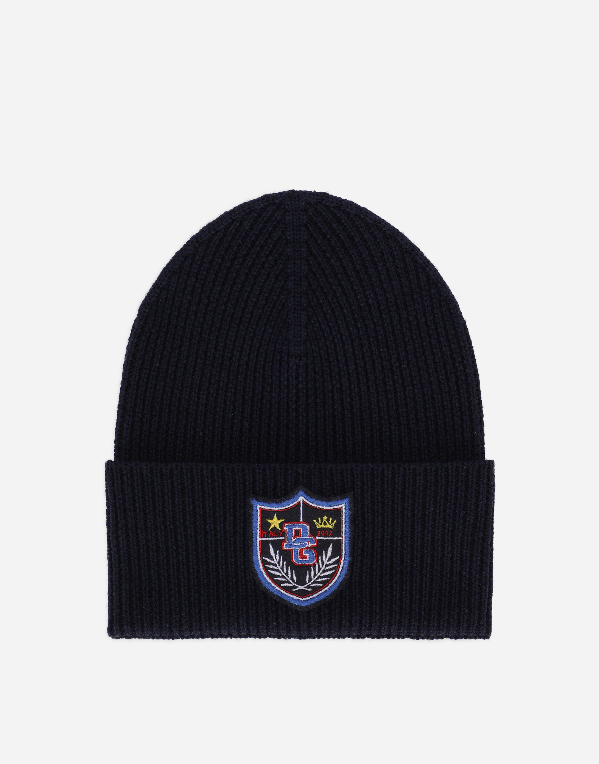 DOLCE & GABBANA KNIT HAT WITH CREST PATCH