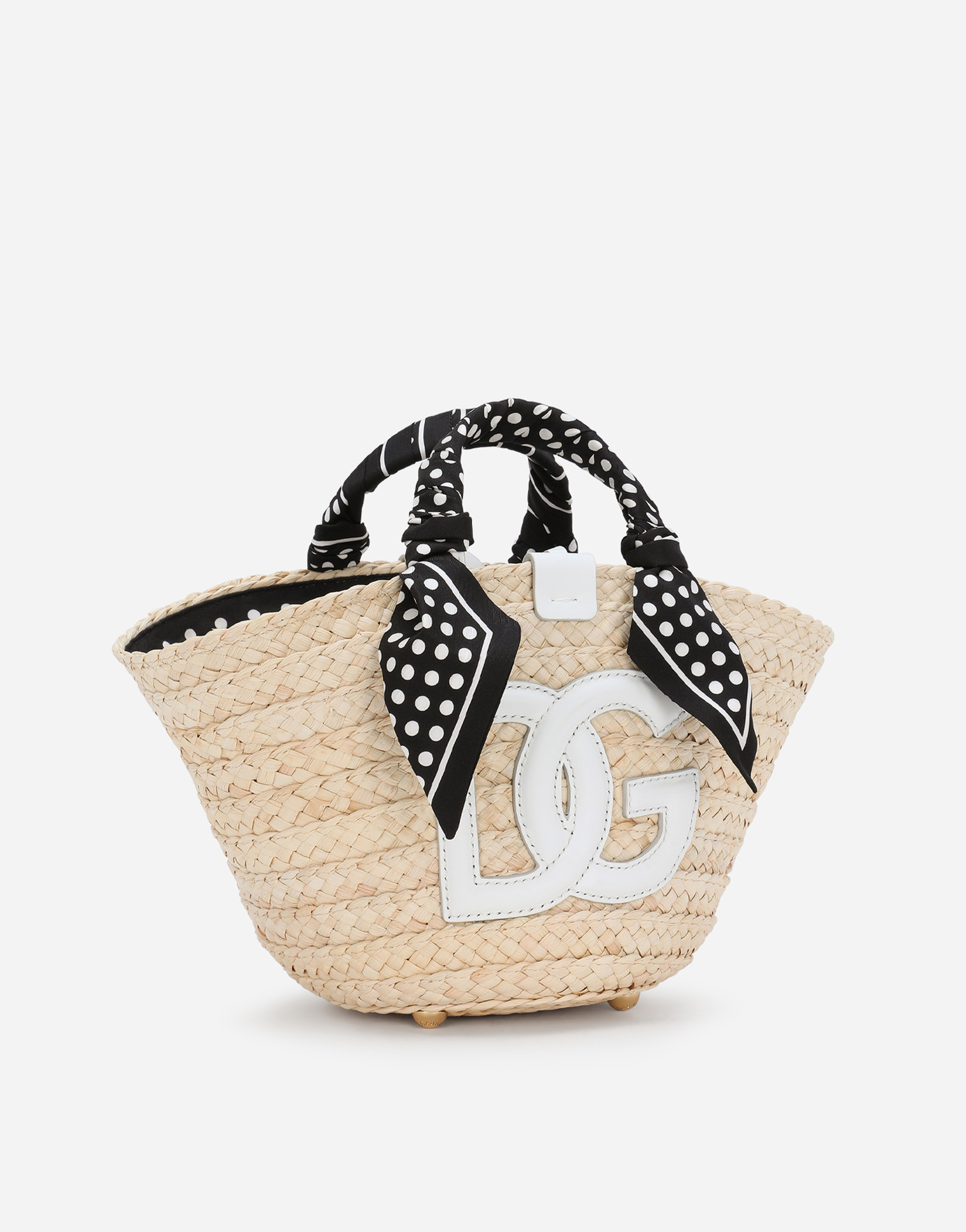 DOLCE & GABBANA SMALL STRAW KENDRA BAG WITH DG LOGO