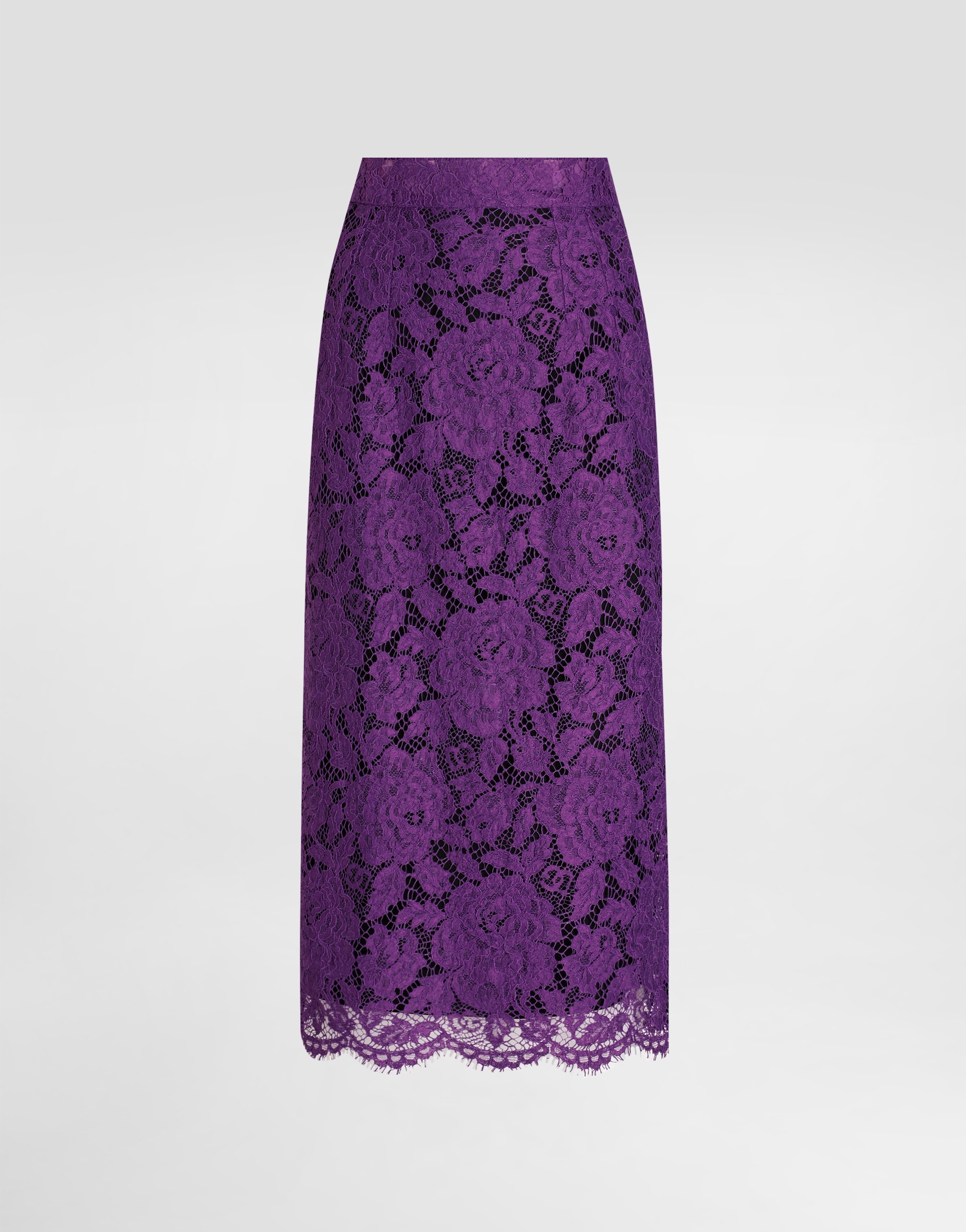 Dolce & Gabbana Lace-detailing Midi Skirt In Purple