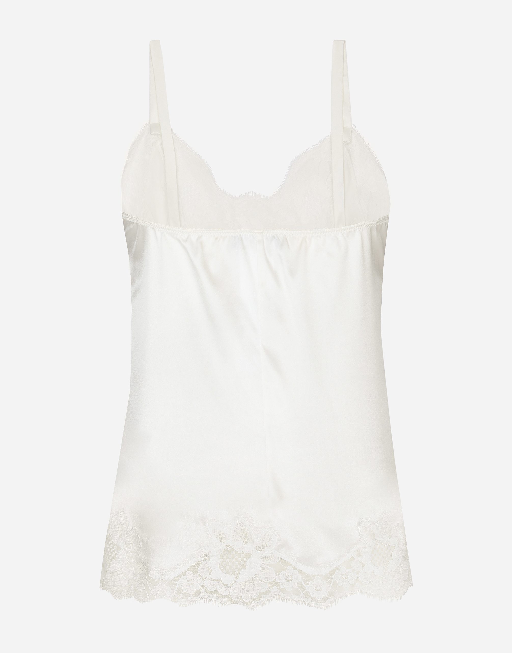 Dolce & Gabbana Satin Lingerie Top With Lace In White