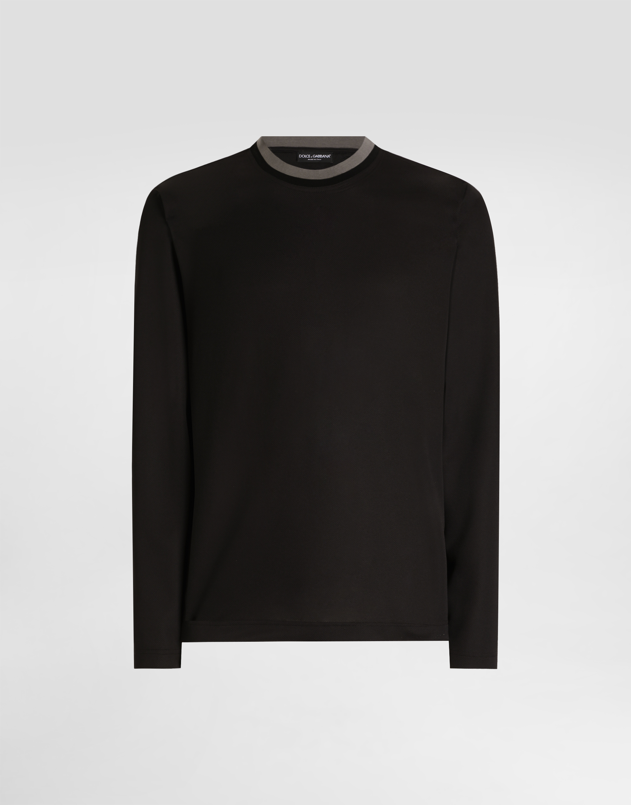 Dolce & Gabbana Contrast-trim Long-sleeve T-shirt In Black