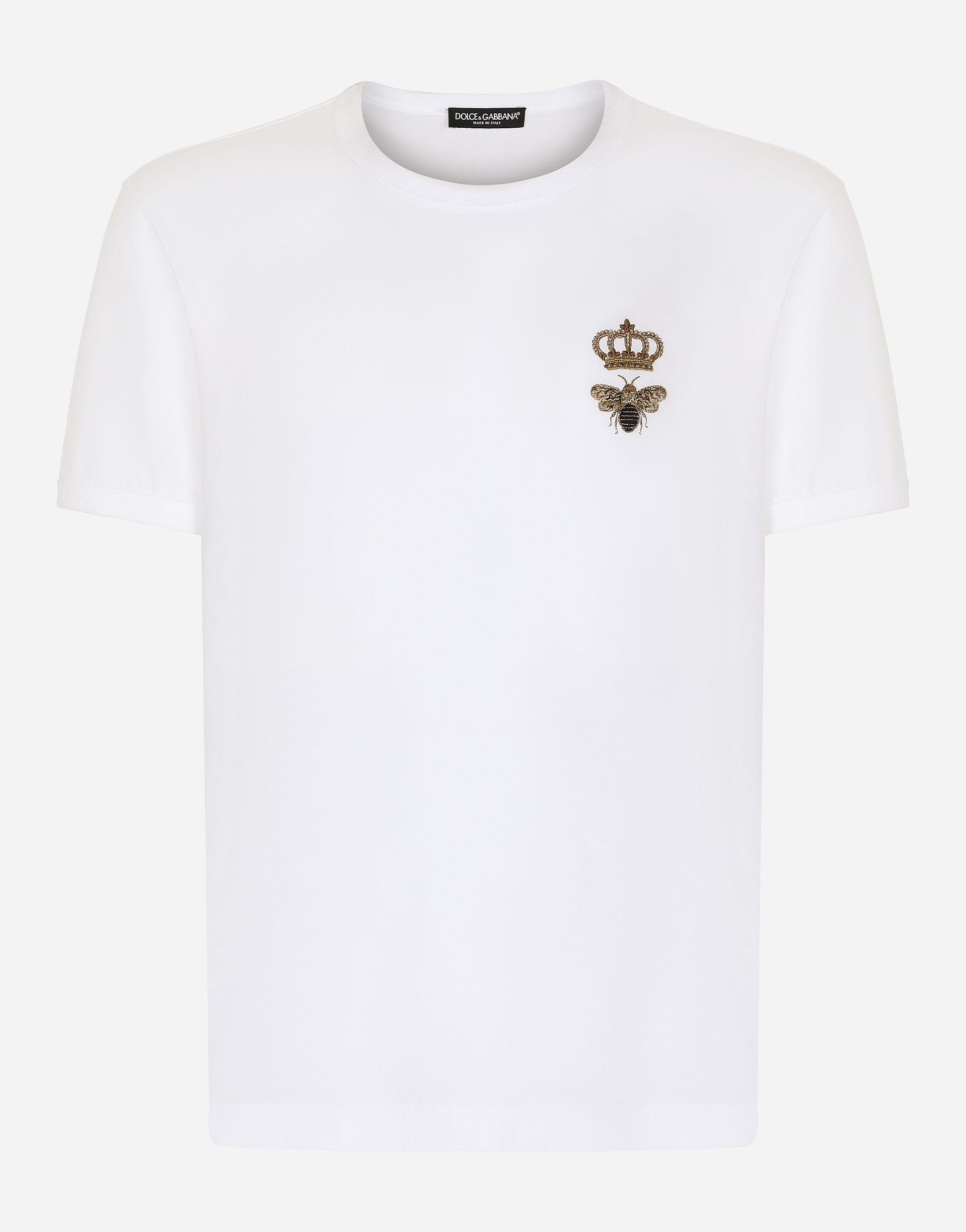 Dolce & Gabbana T-shirt Cotone Con Ricamo In White