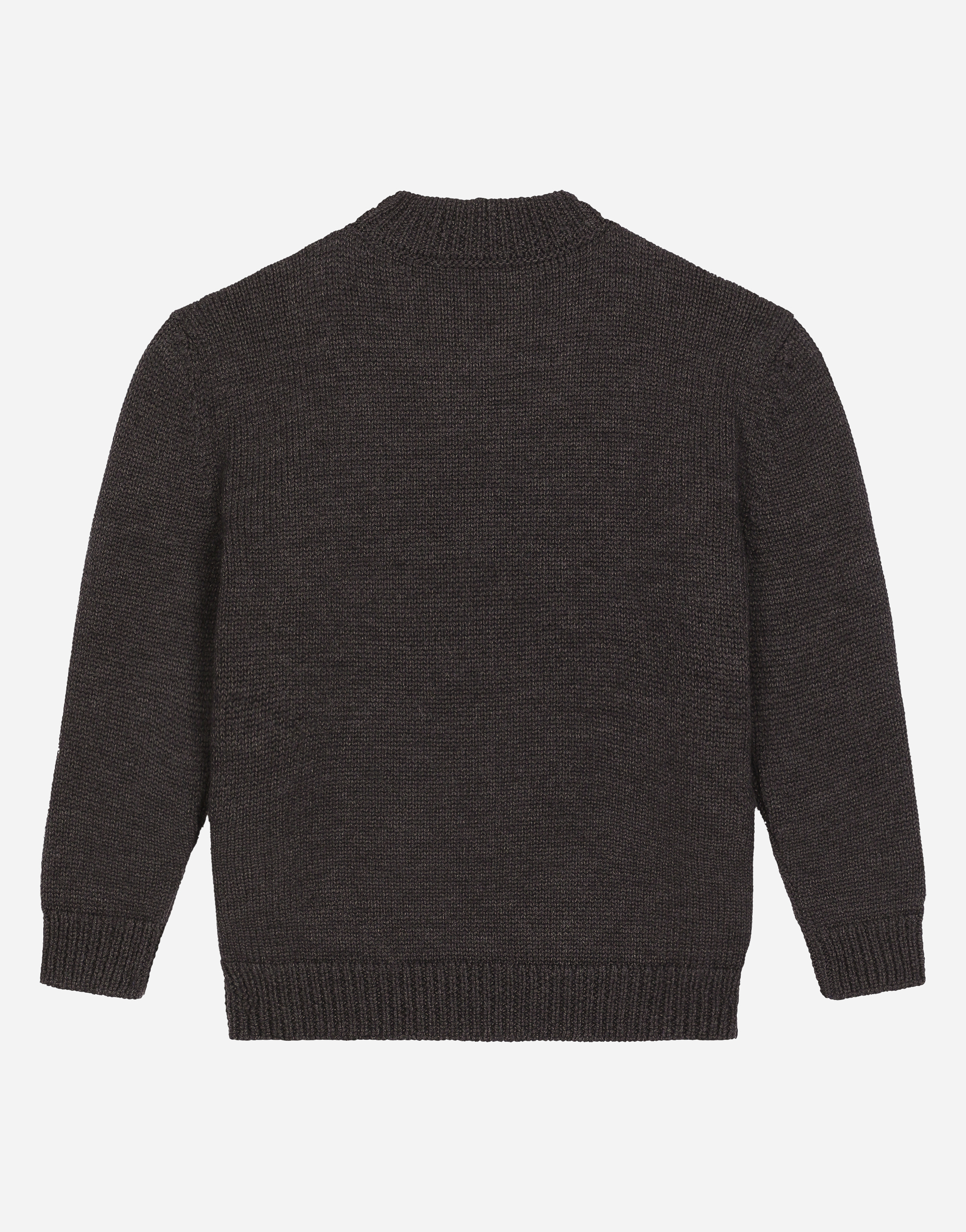 DOLCE & GABBANA WOOL ROUND-NECK SWEATER WITH FLOCKED DG LOGO