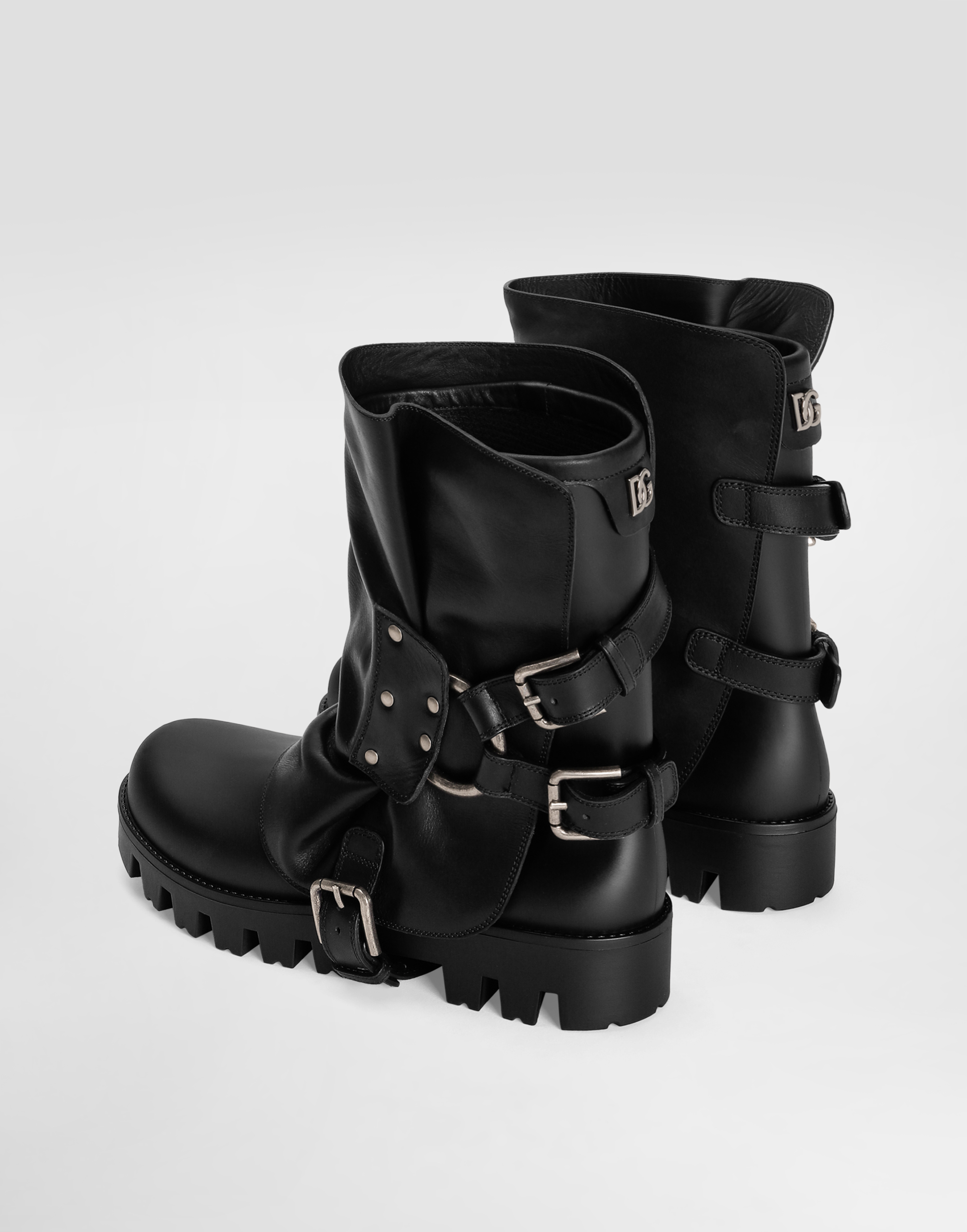Dolce & Gabbana Stivaletto In Gomma E Pelle In Black