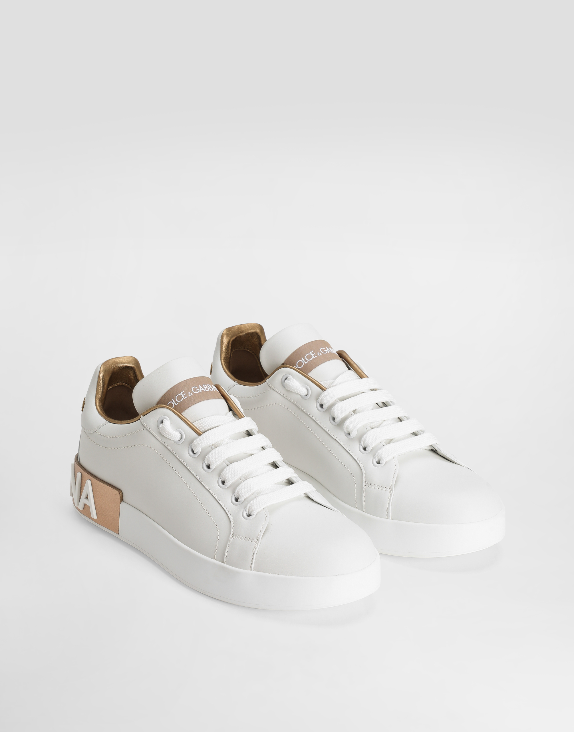 Dolce & Gabbana Calfskin Portofino Sneakers For Women In White