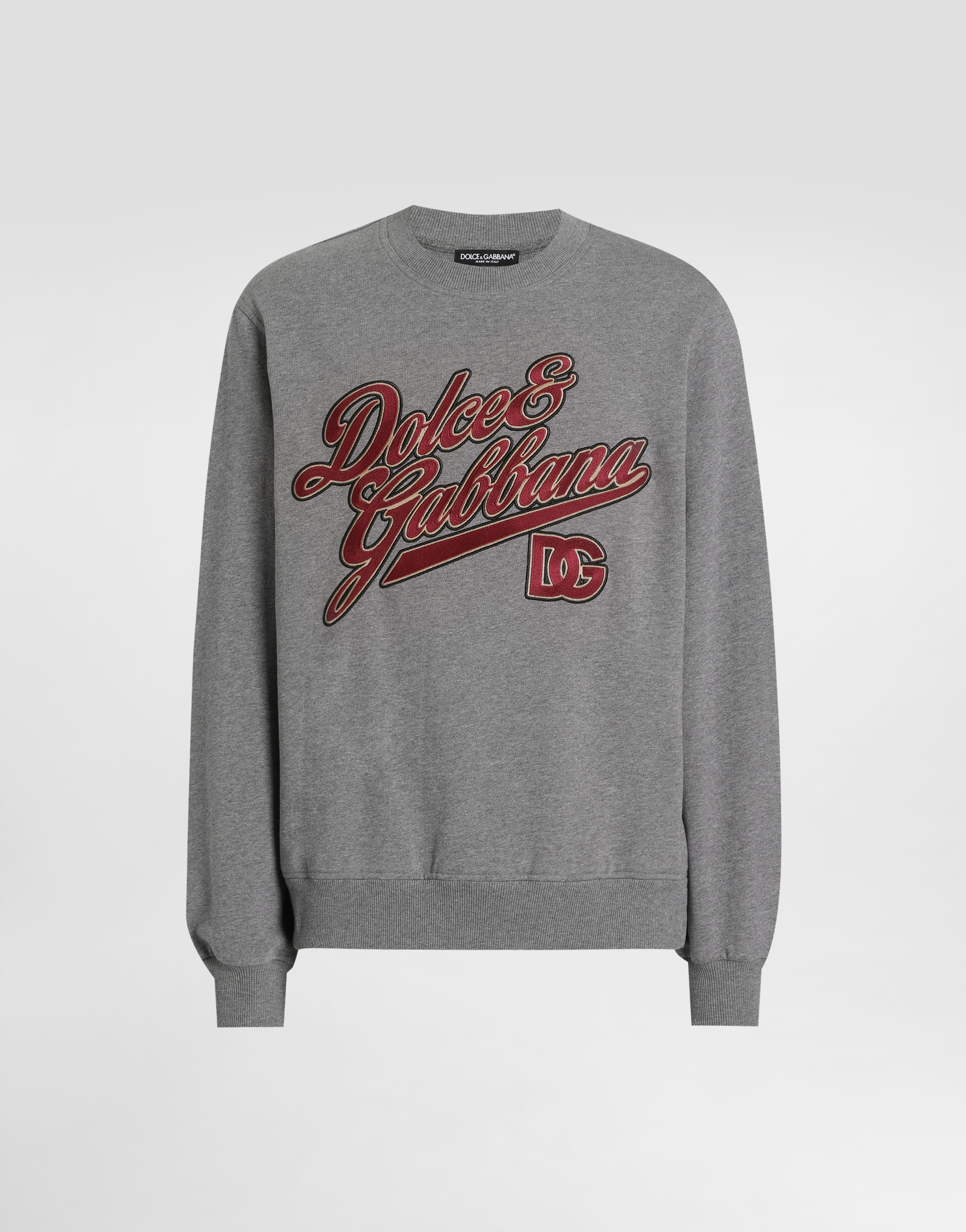 Dolce & Gabbana Men Long Sleeve Crew-neck Sweatshirt In Gray