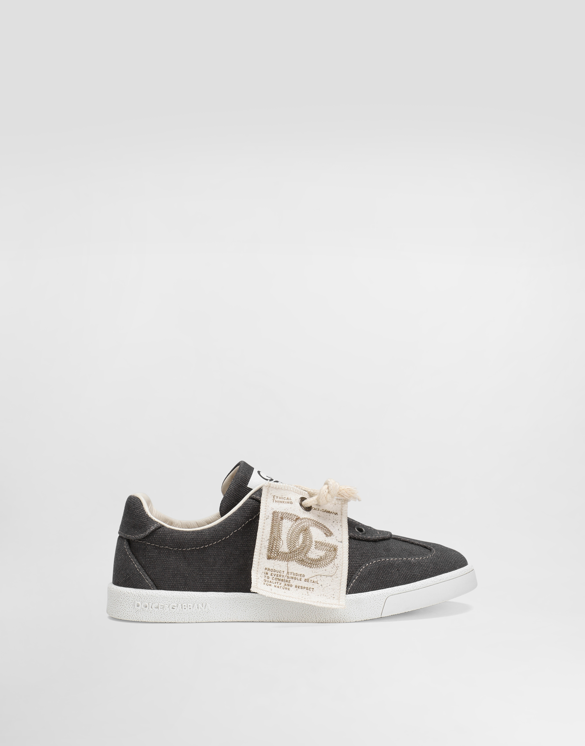 Dolce & Gabbana Canvas Slip-on Sneakers In Black