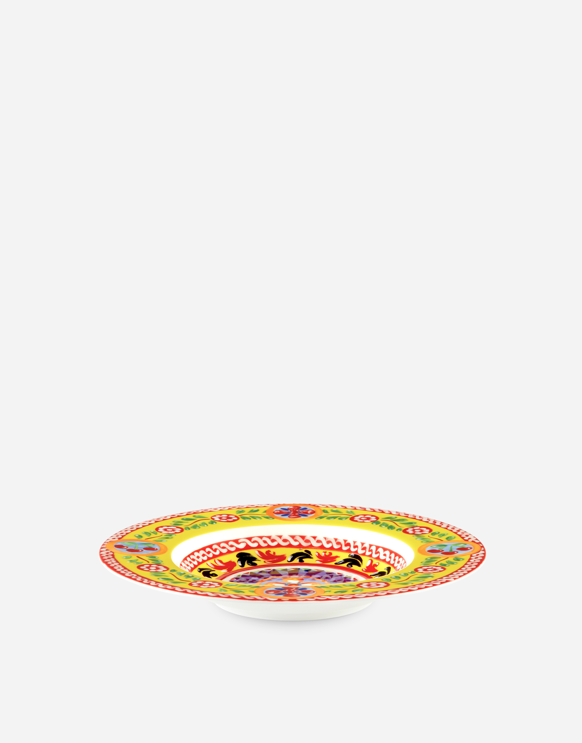 Dolce & Gabbana Set 2 Soup Plates In Fine Porcelain Multicolor Unisex Onesize In Multicolor