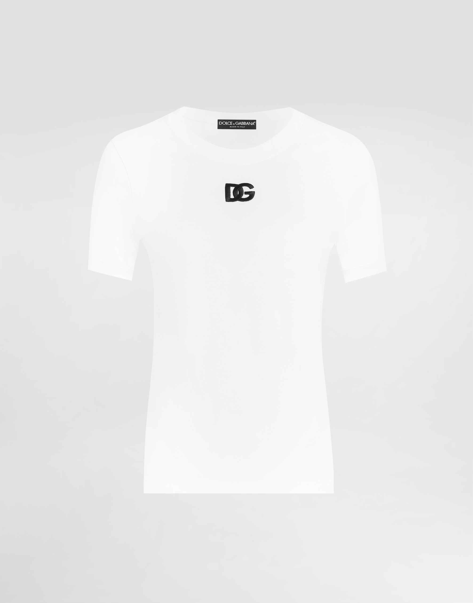 Jersey T-shirt with DG logo embroidery in White for Women