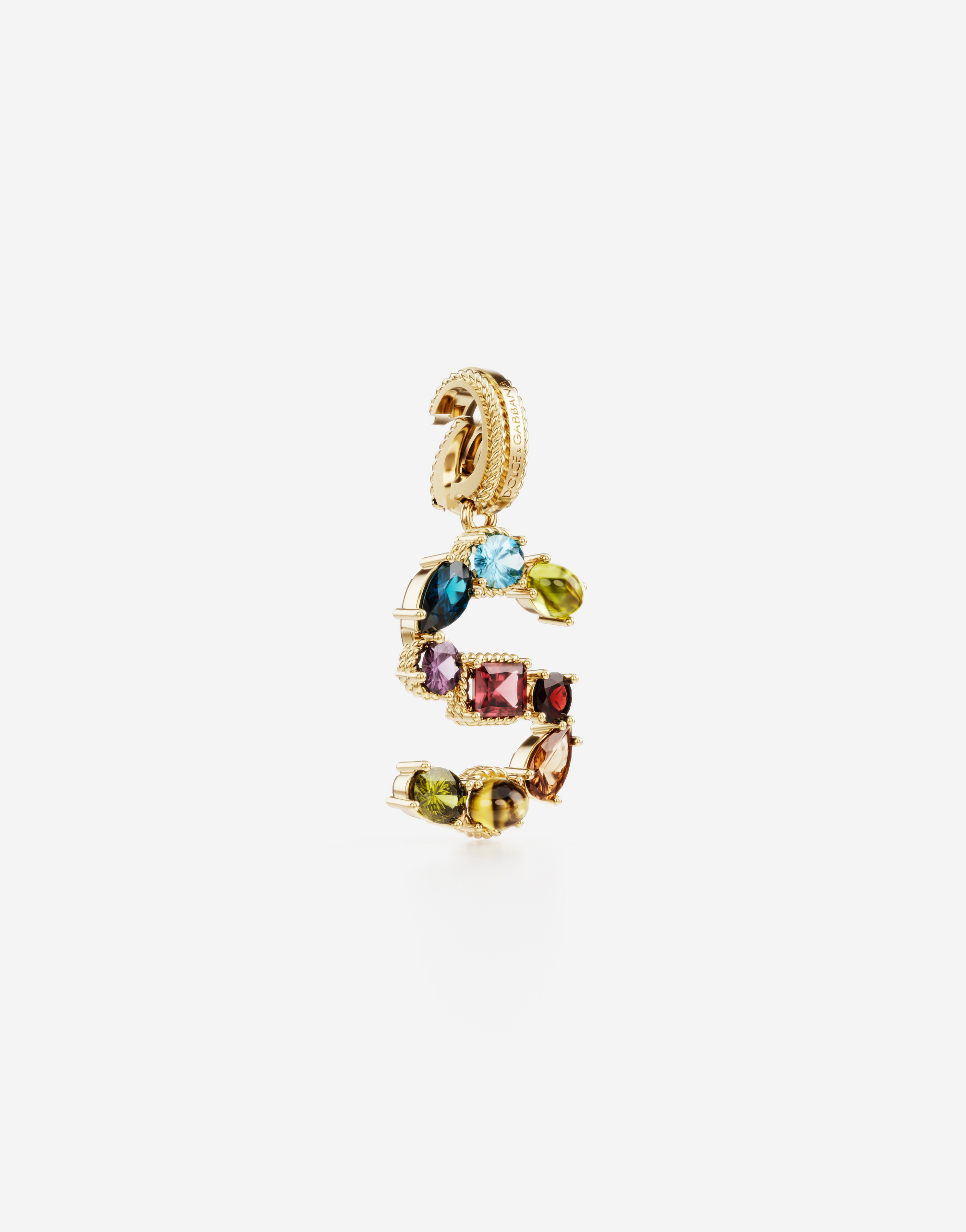 Dolce & Gabbana Rainbow Alphabet S 18 Kt Yellow Gold Charm With Multicolor Fine Gems Gold Female Onesize In Gold