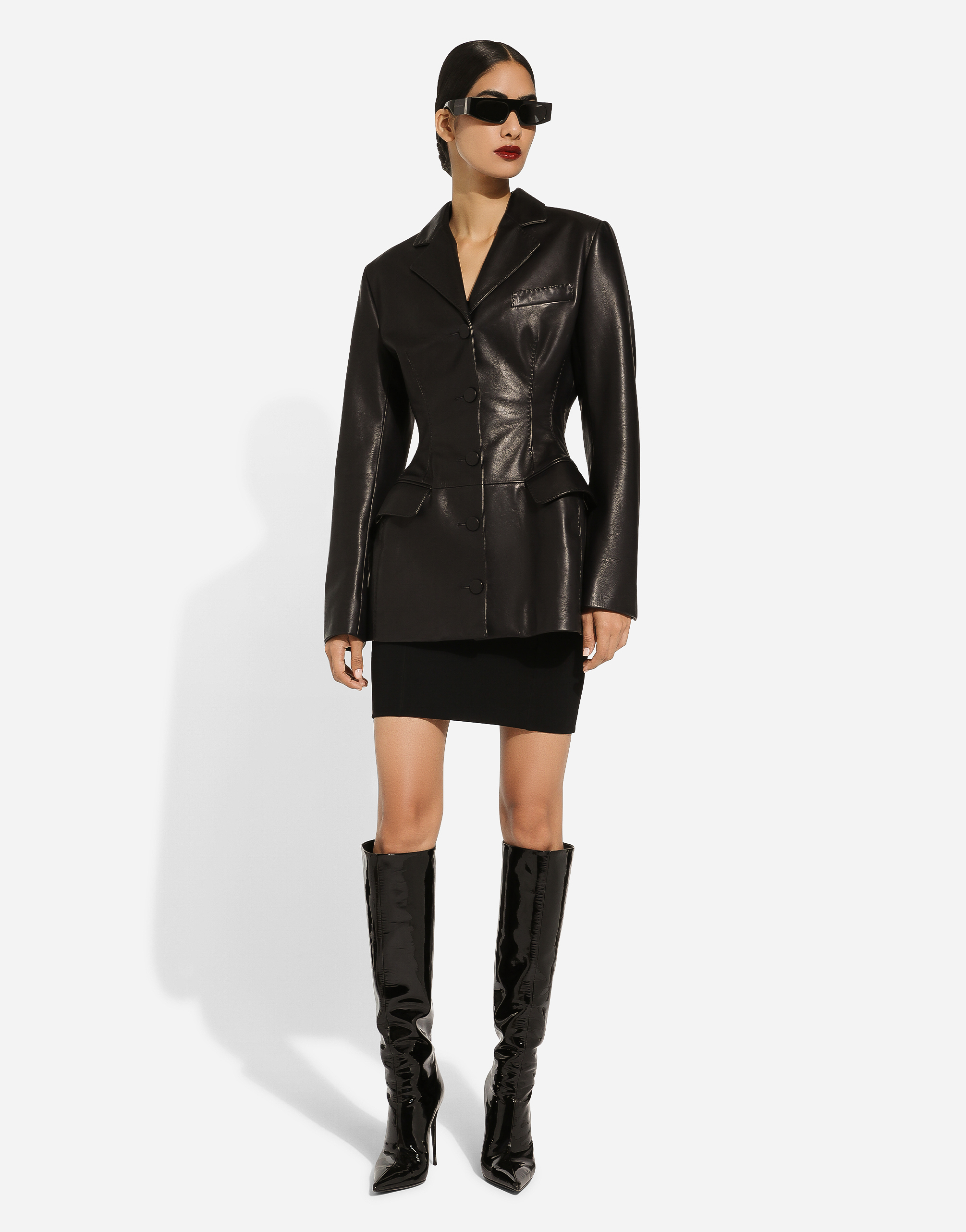 Shop Dolce & Gabbana Calfskin Turlington Jacket In Black