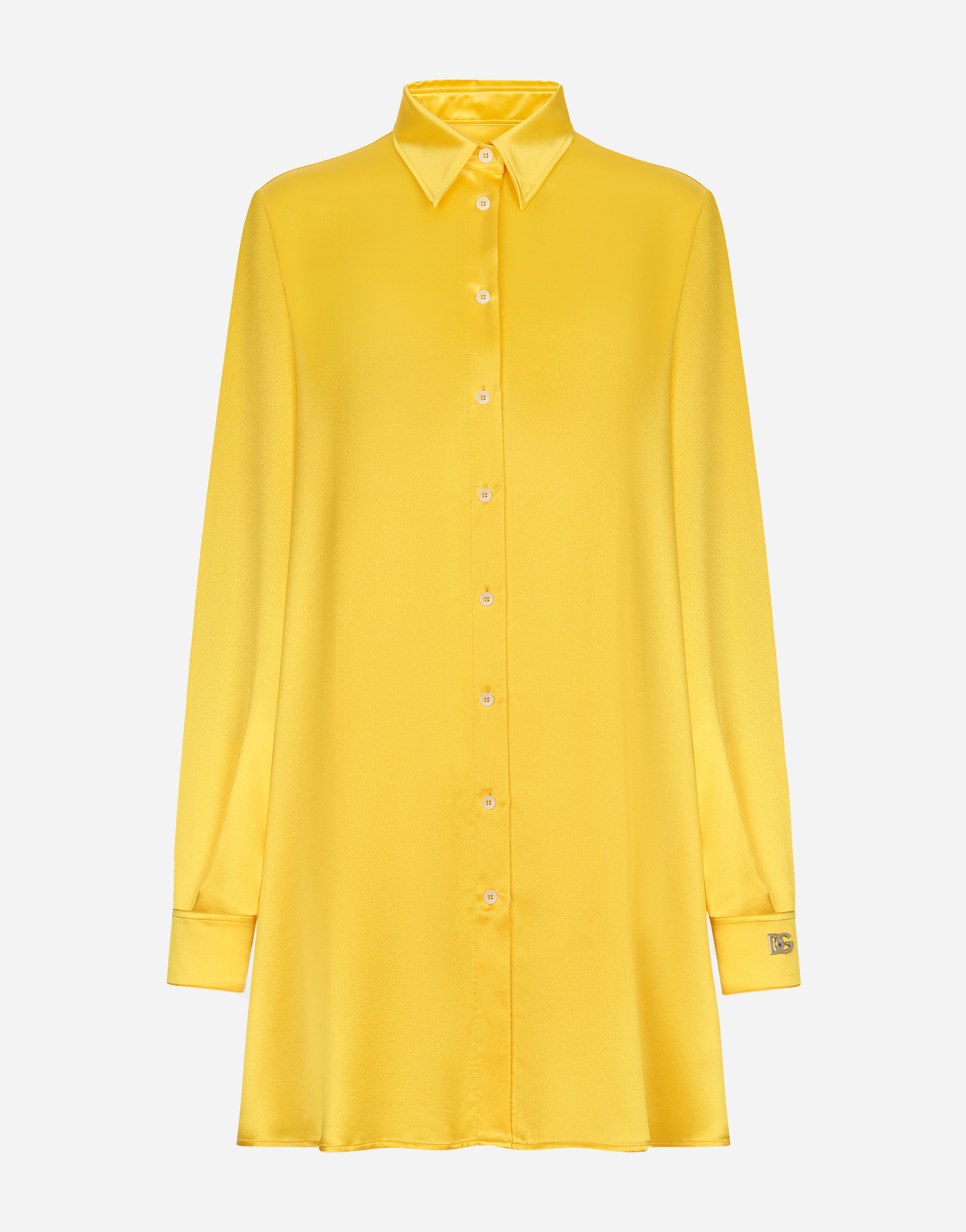 Shop Dolce & Gabbana Long-sleeved Silk Crepe Shirt In Yellow