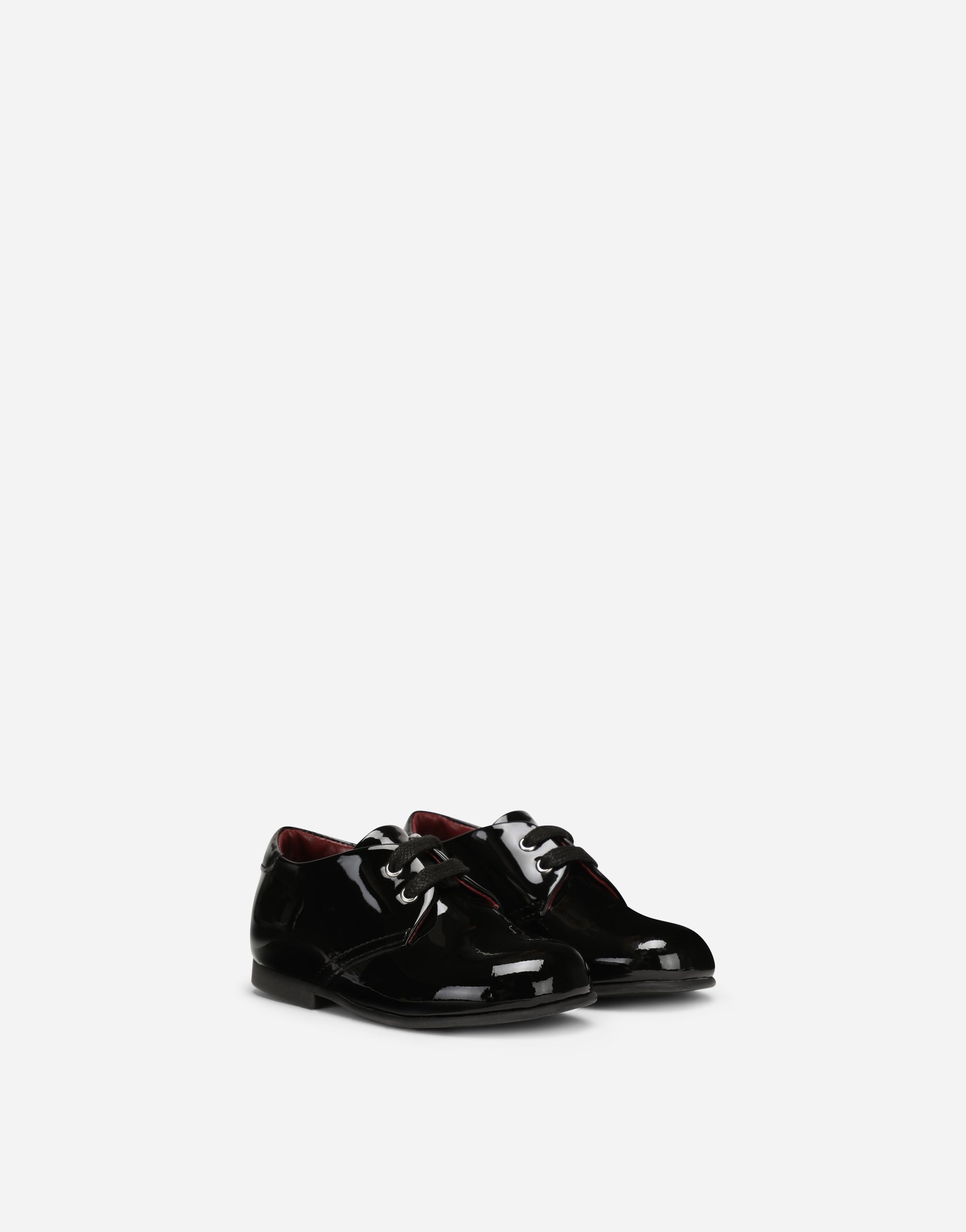 Patent leather derby shoes with logo