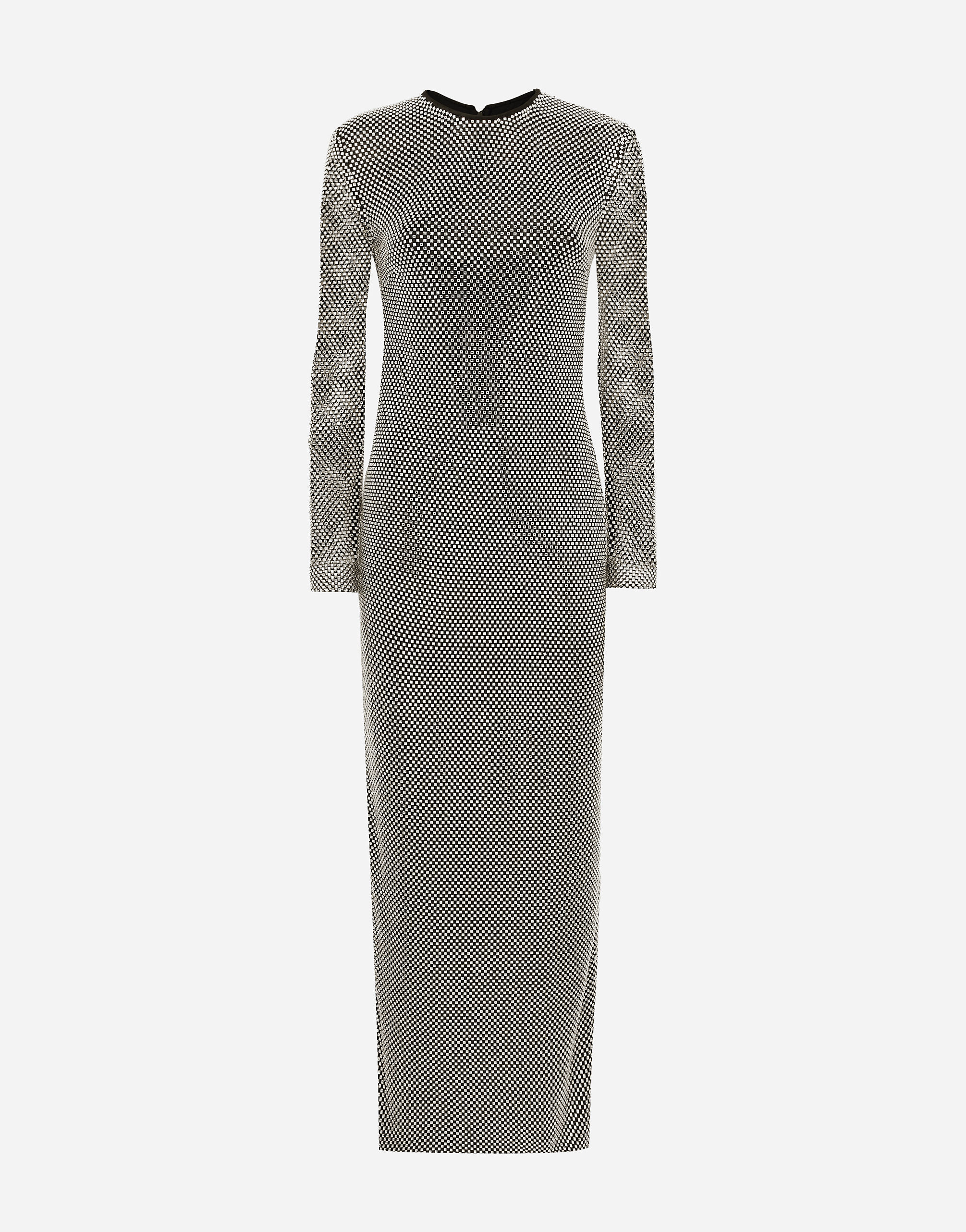 Dolce & Gabbana Long Crystal Mesh Dress - Woman Dresses Silver