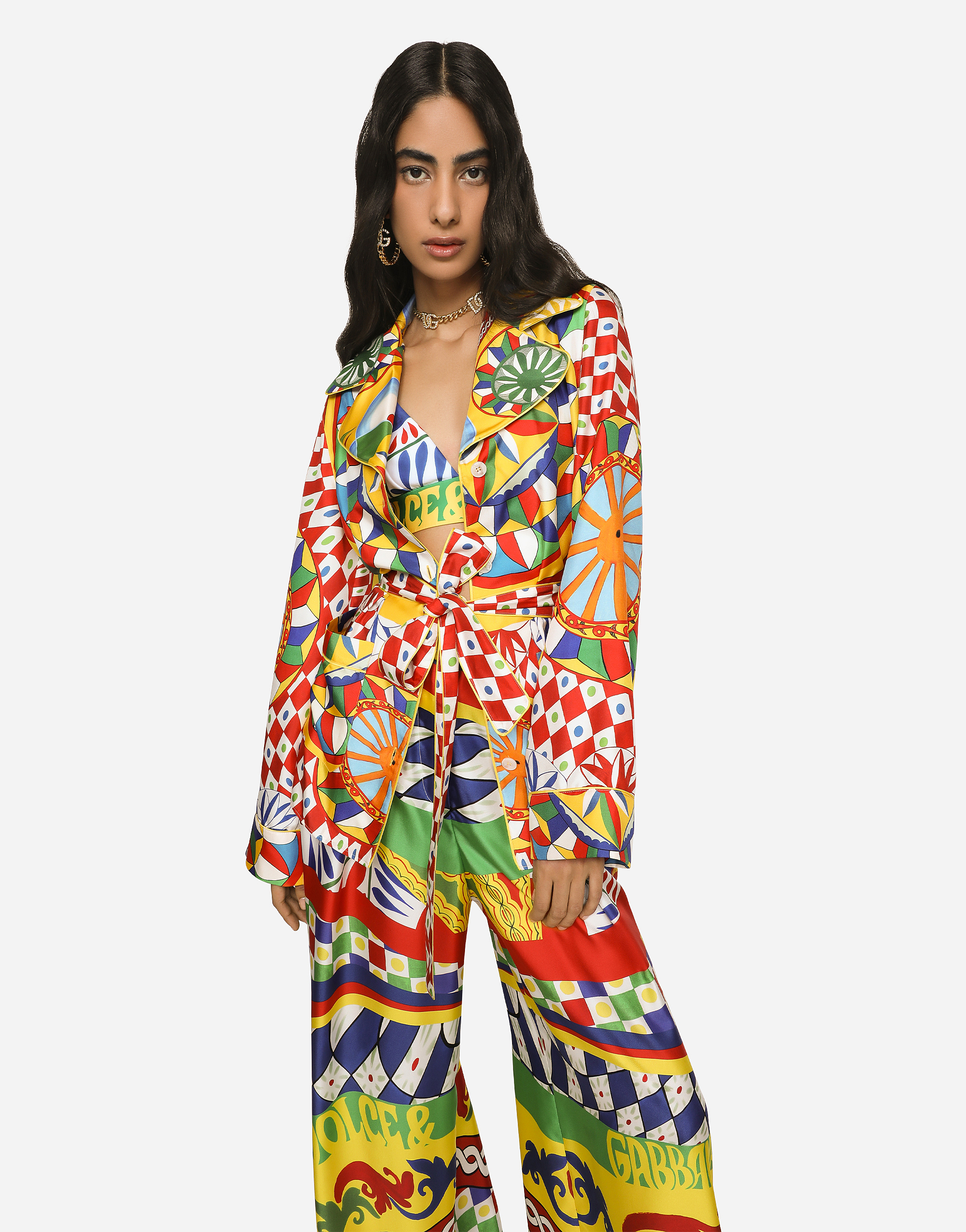 DOLCE & GABBANA CARRETTO-PRINT TWILL PAJAMA SHIRT