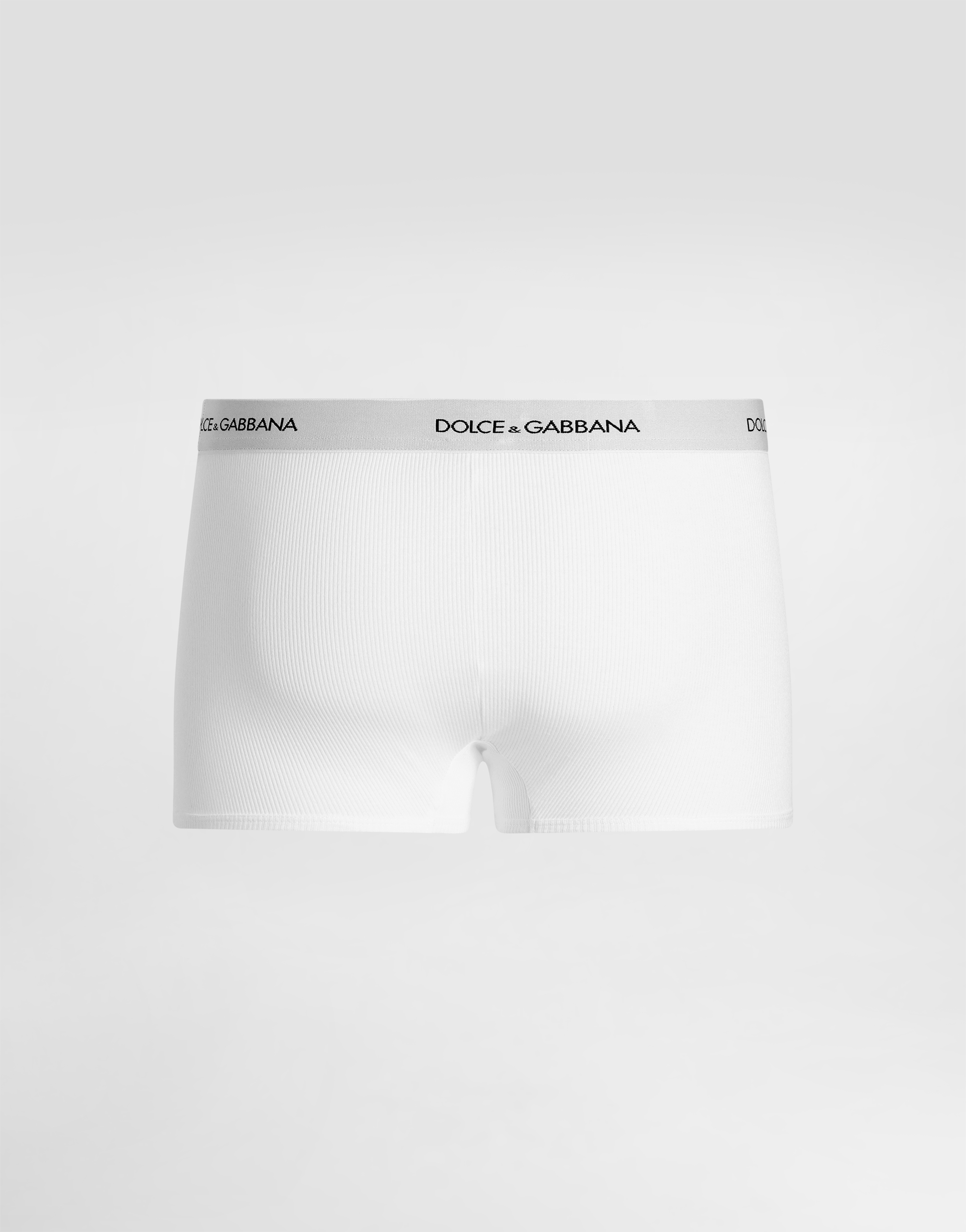 Shop Dolce & Gabbana Ribbed Cotton Boxers In White