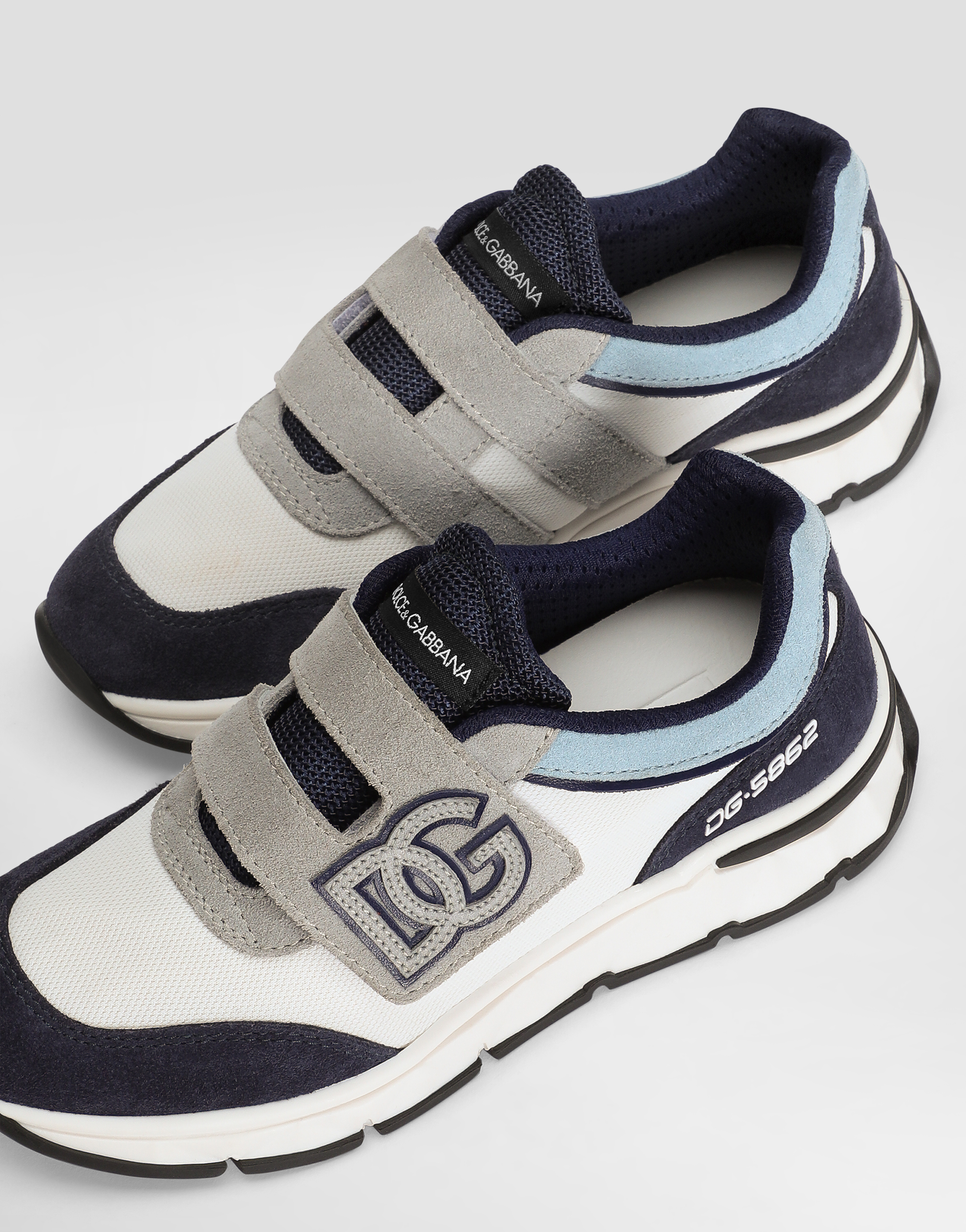 Dolce & Gabbana Mesh And Split Leather Dg Running Sneakers In Multicolor