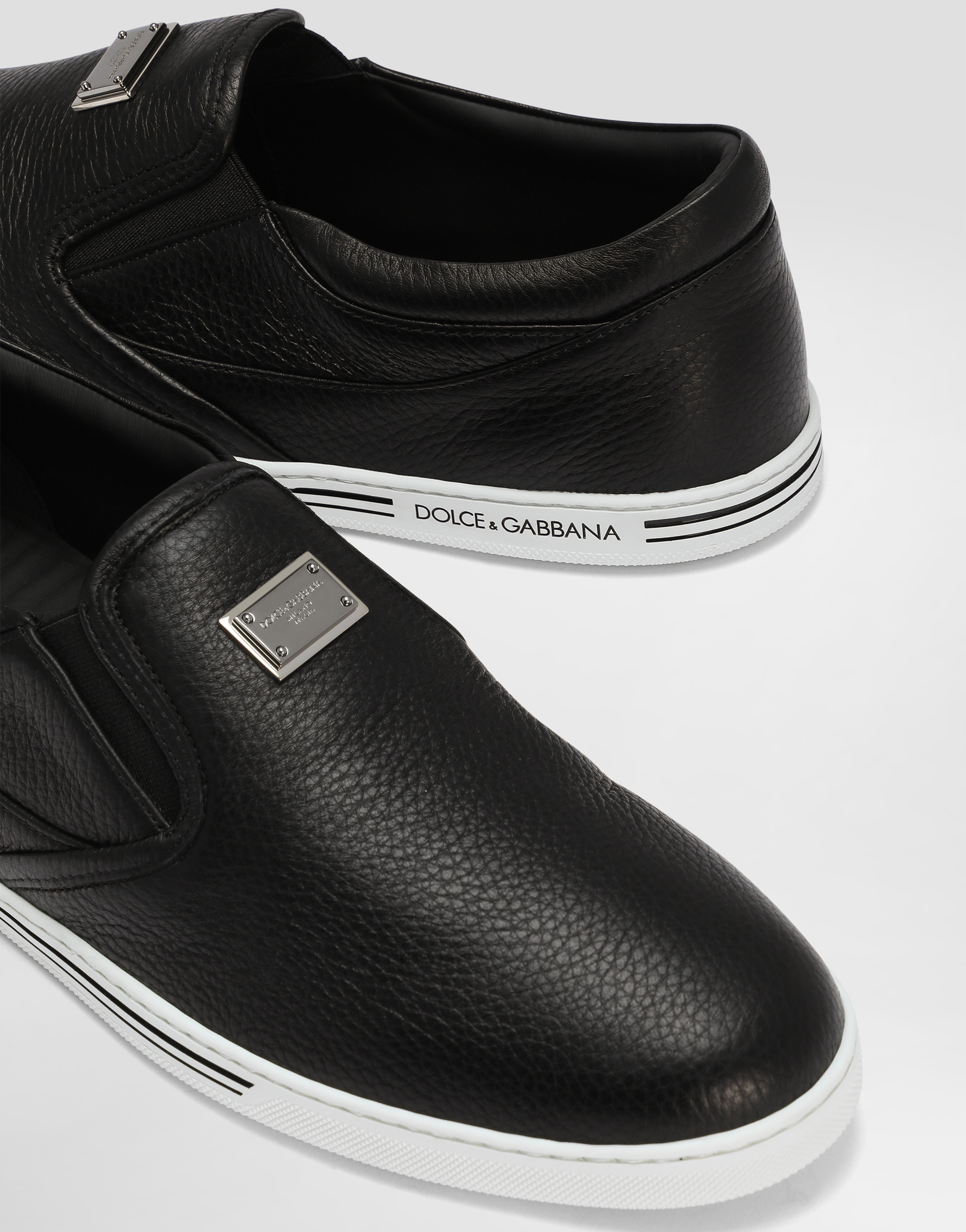 Dolce & Gabbana Deerskin Saint Tropez Sneakers In Black