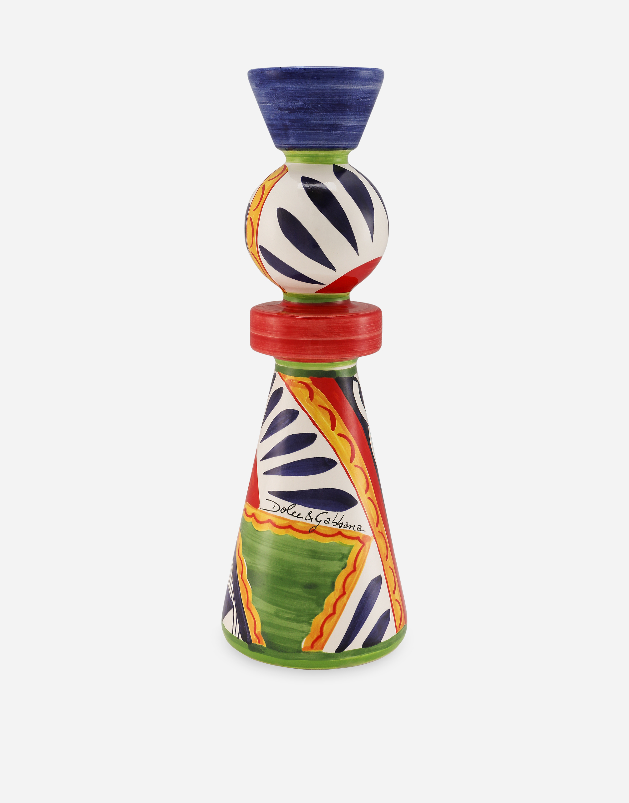 Dolce & Gabbana Ceramic Candle Holder Large In Multicolor