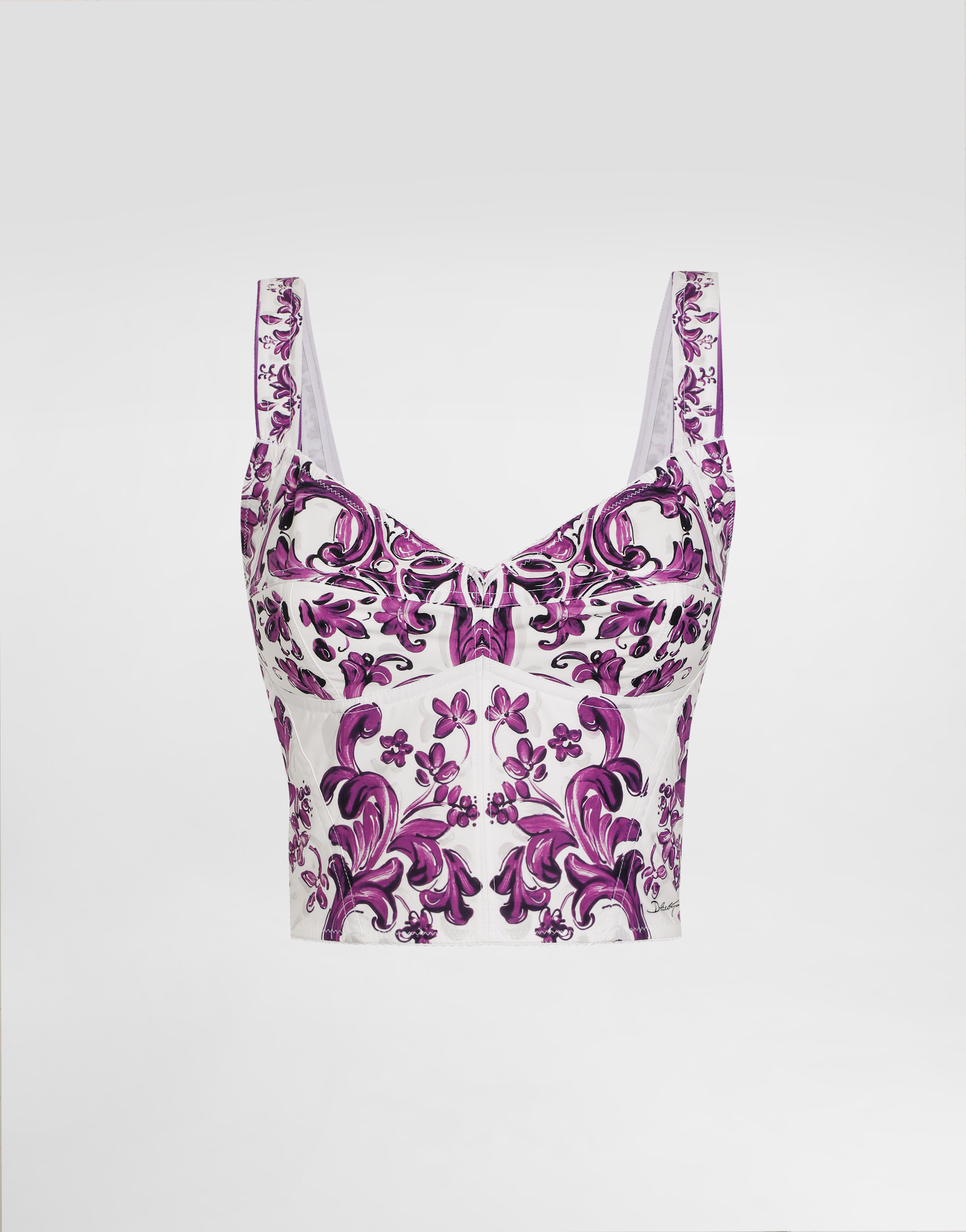 Majolica-print poplin bustier in Multicolor for Women