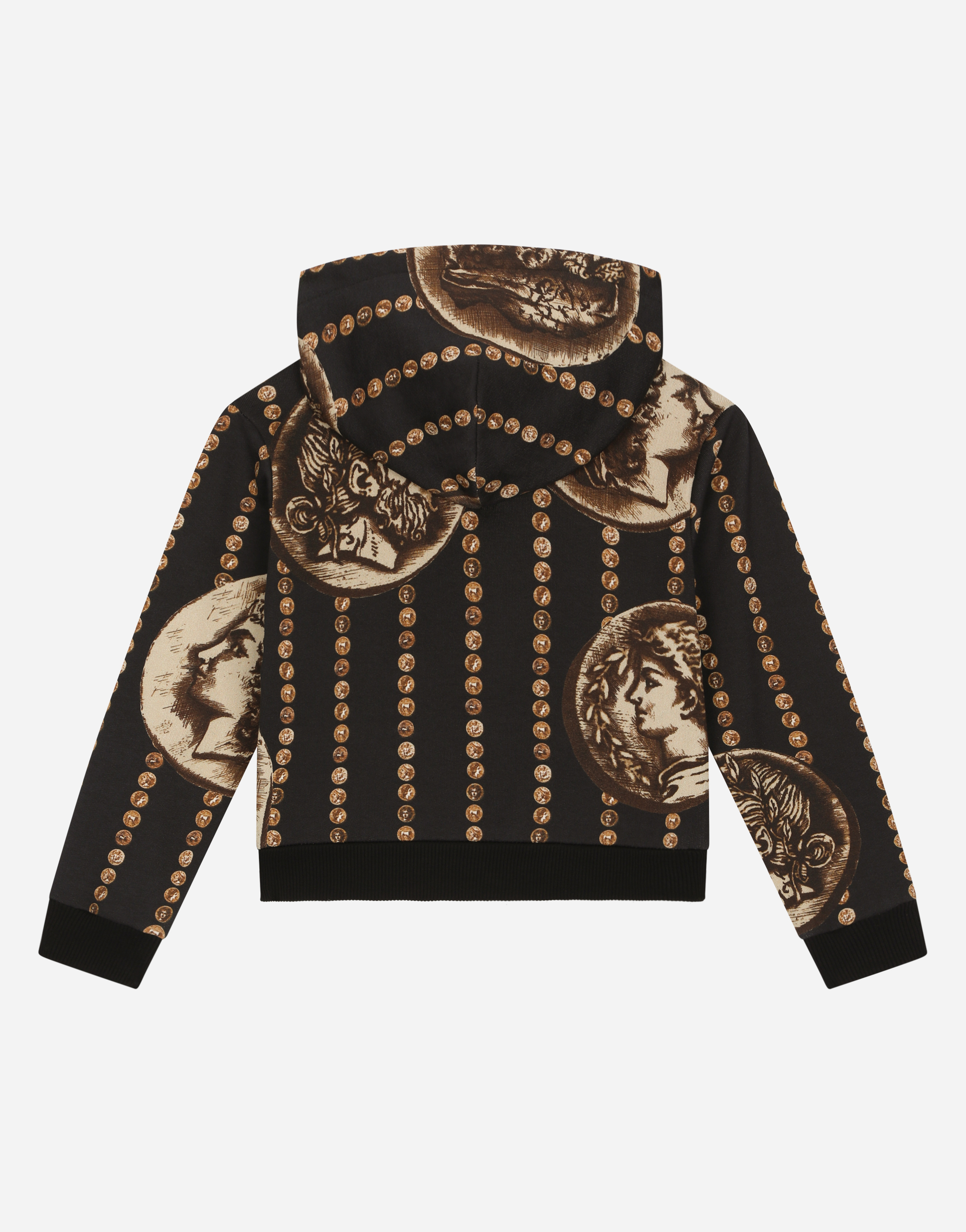 Shop Dolce & Gabbana Zip-up Hoodie With All-over Coin Print In Black