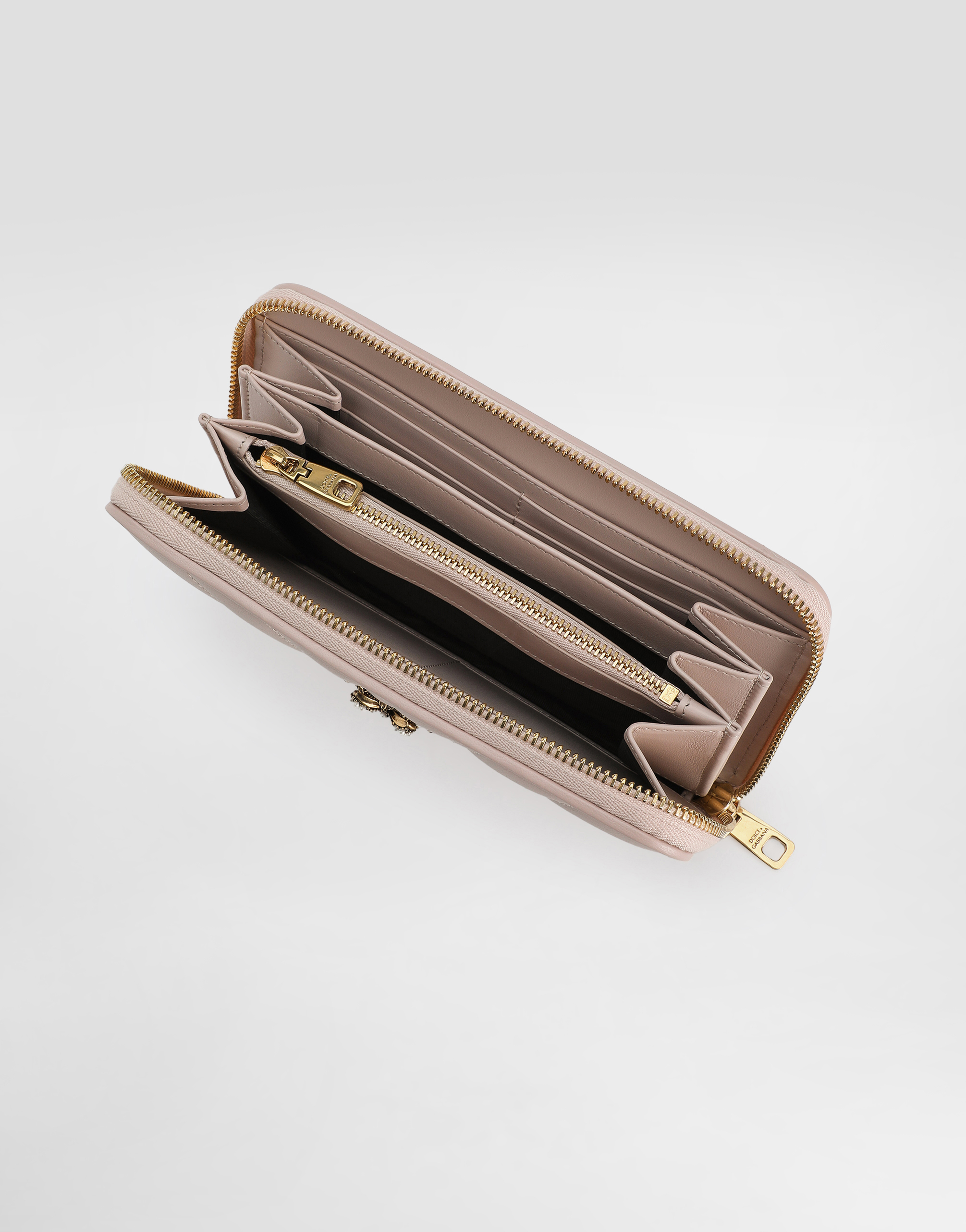 Dolce & Gabbana Zip-around Devotion Wallet In Nappa Leather In Pale Pink
