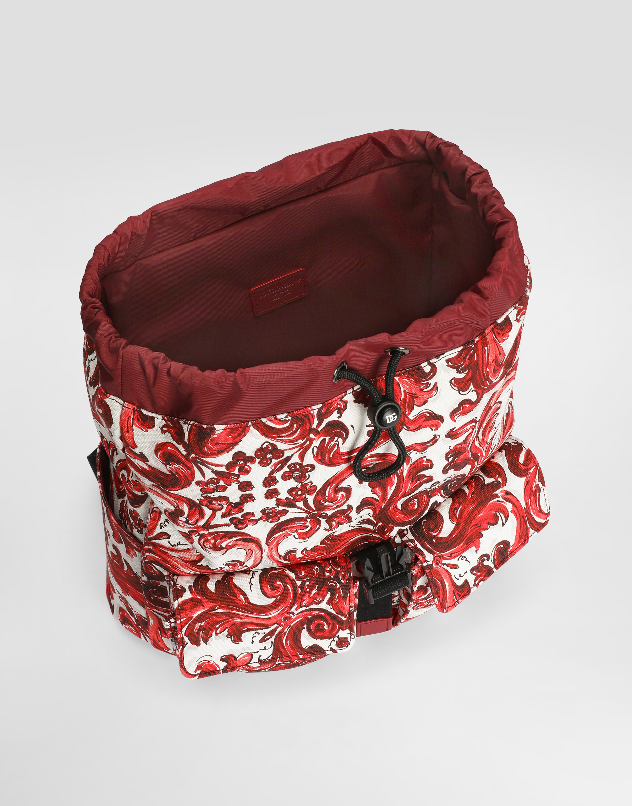 Dolce & Gabbana Majolica-print Canvas Backpack In Blue