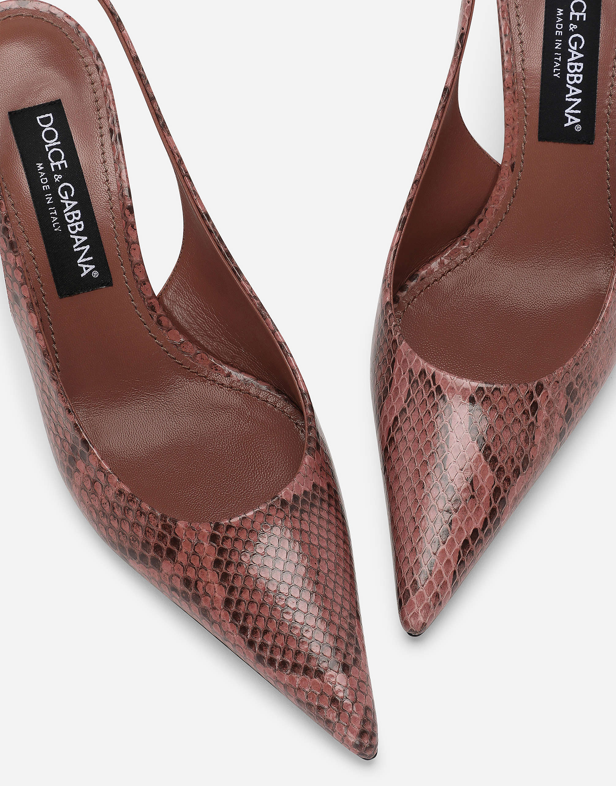 Dolce & Gabbana Snakeskin-effect Slingback Pumps In Pink
