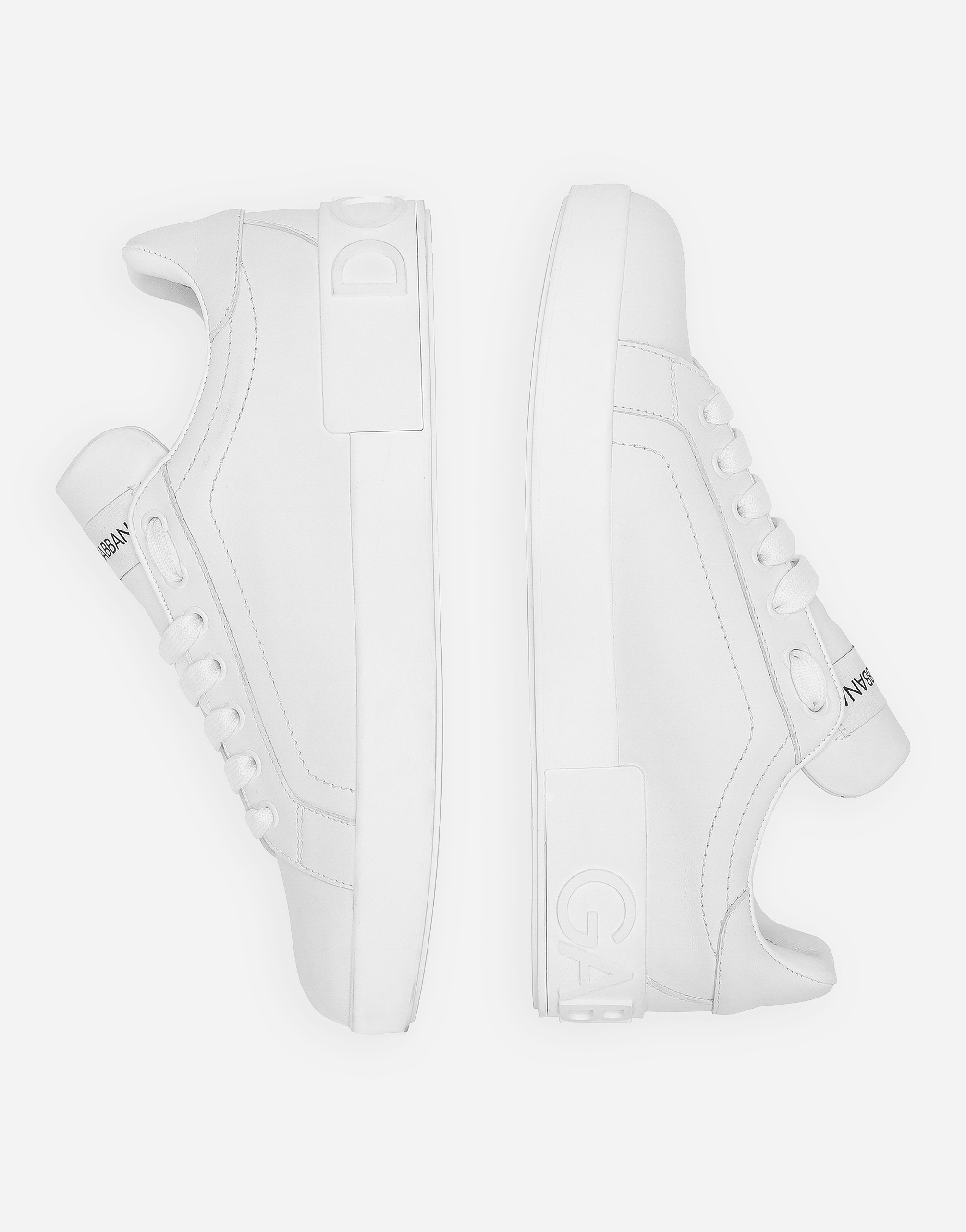 Dolce & Gabbana White Calfskin Portofino Sneakers In White