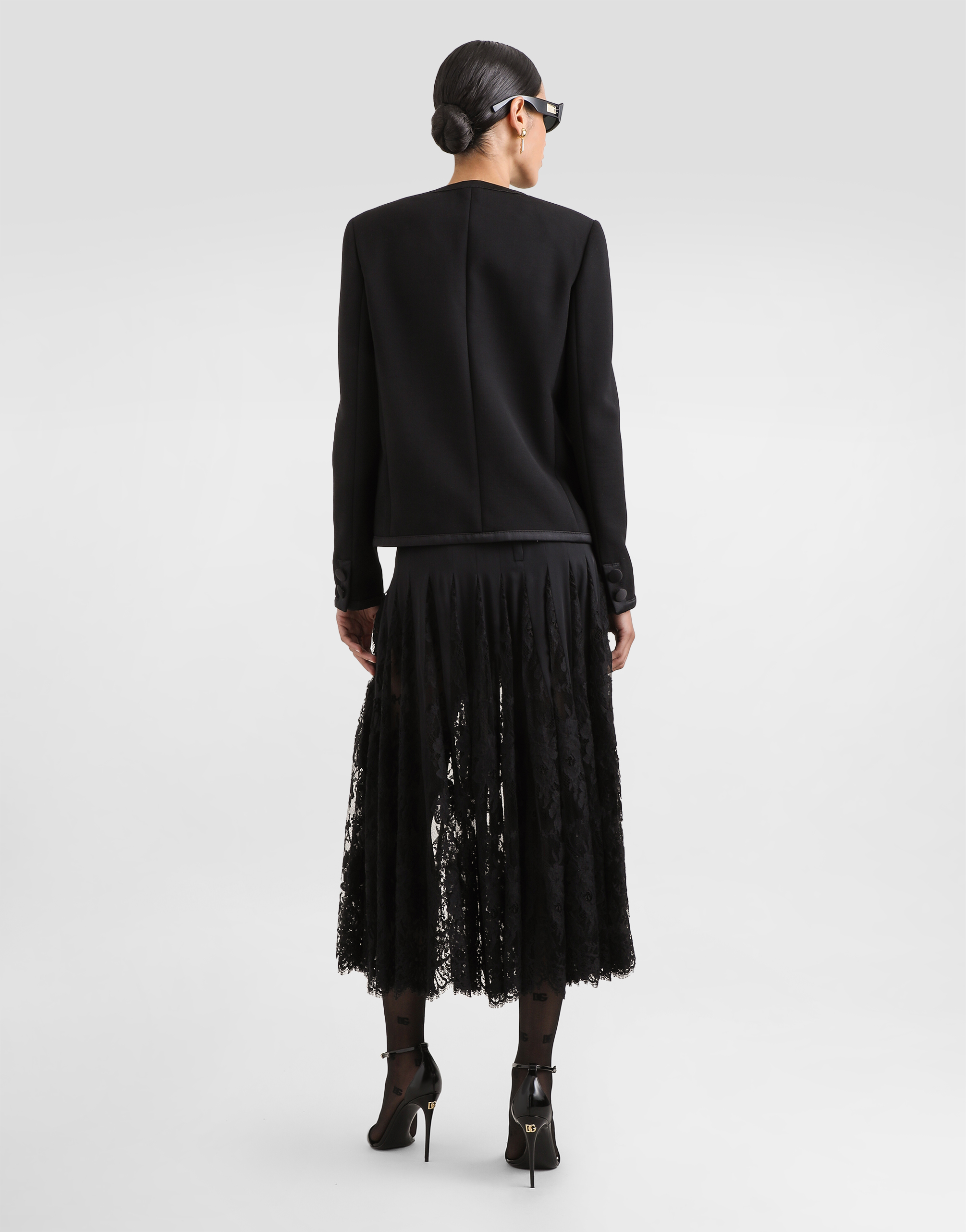 Charmeuse skirt with lace