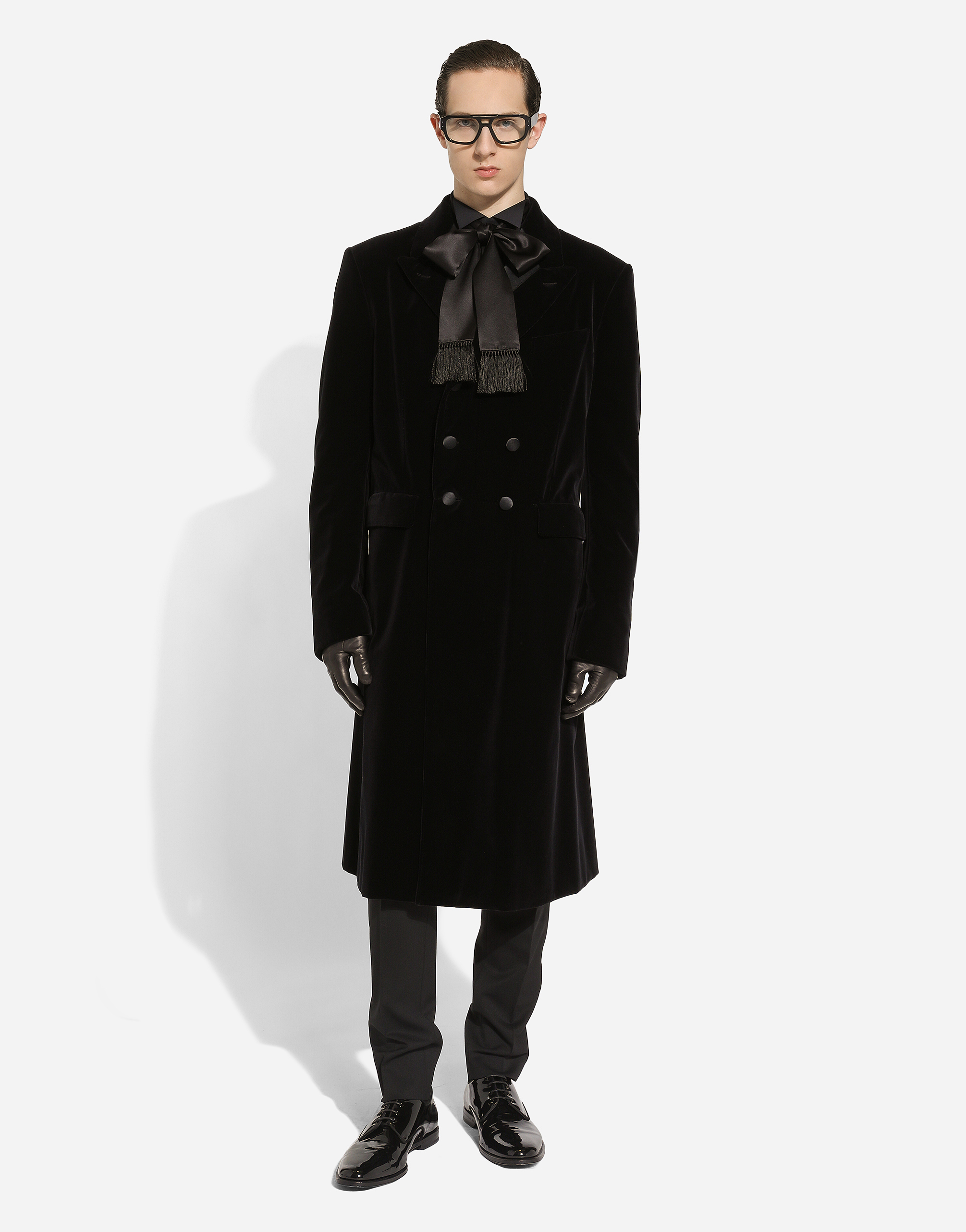 Velvet coat with satin details