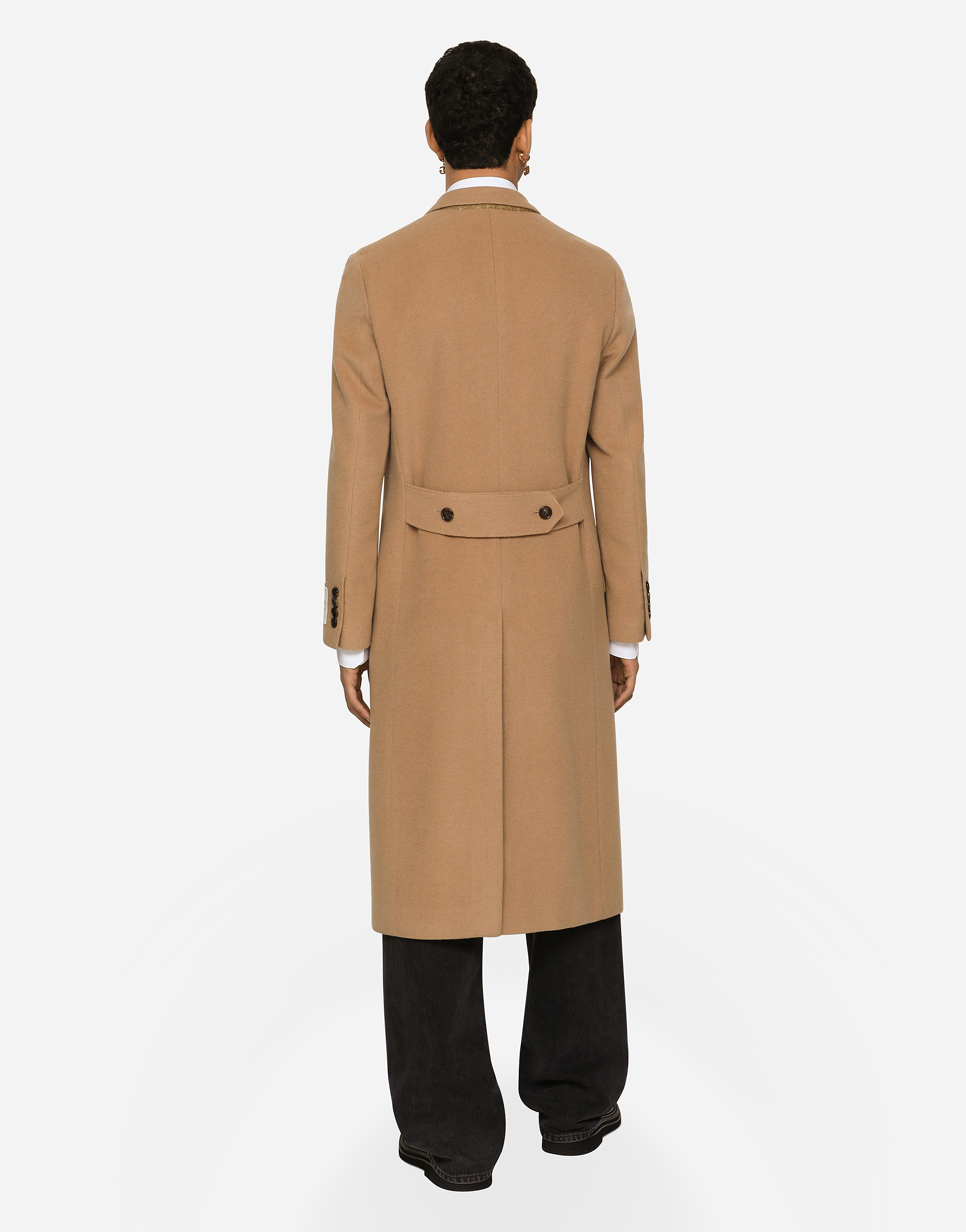 Dolce & Gabbana Single-breasted Camel Wool Coat In Pale Pink