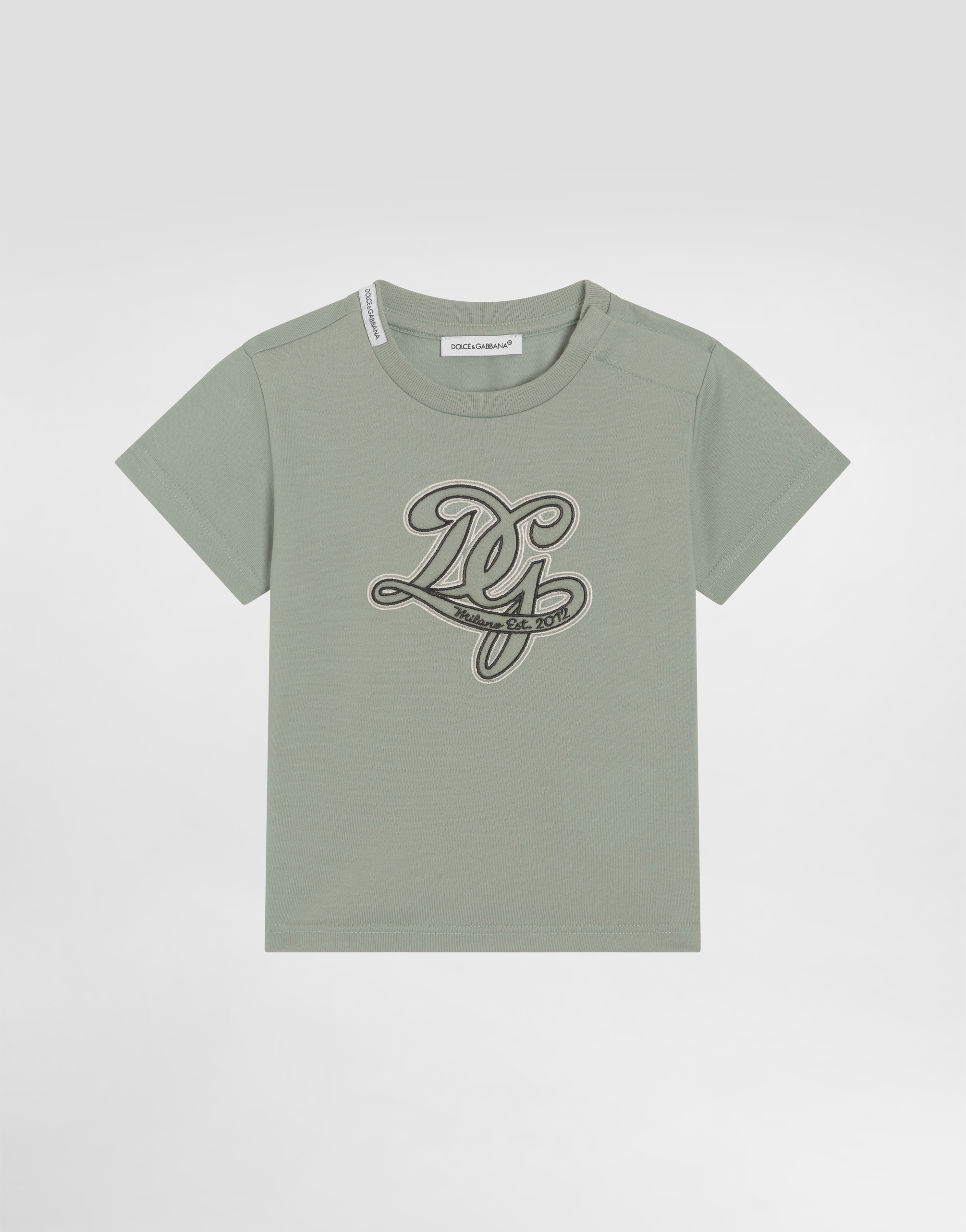 Greenのボーイズ Jersey t-shirt with DG embroidery | Dolce&Gabbana®