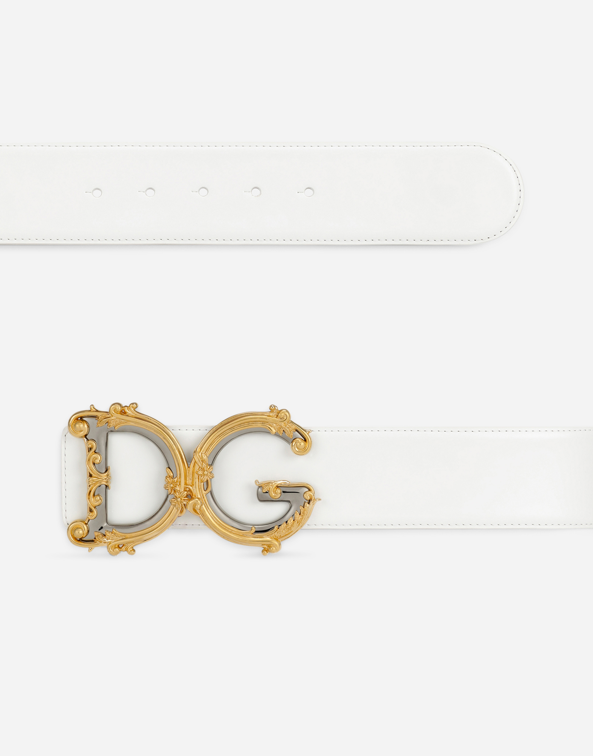 Shop Dolce & Gabbana Calfskin Belt With Logo In White