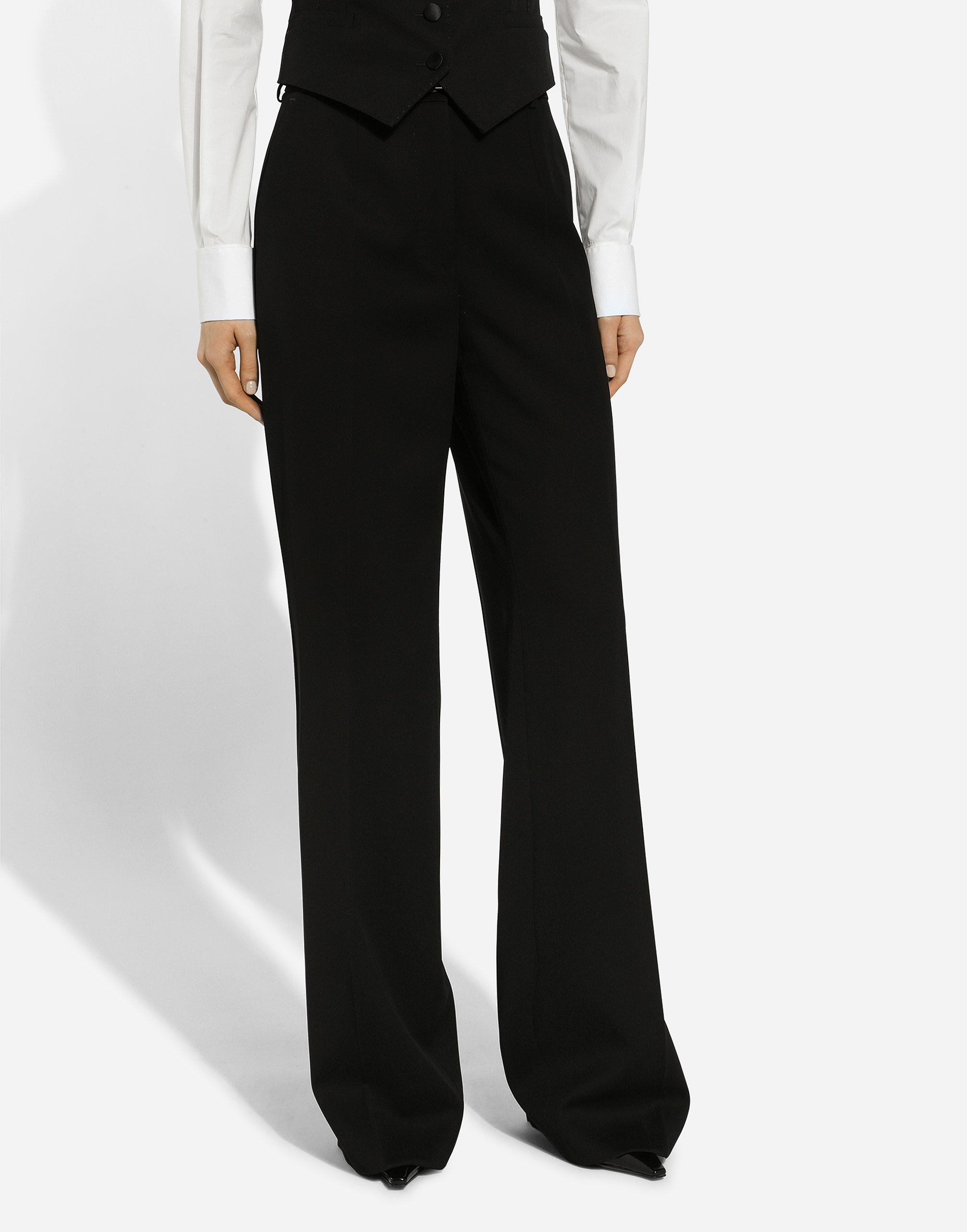 Dolce & Gabbana Two-way Stretch Wool Trousers In Black