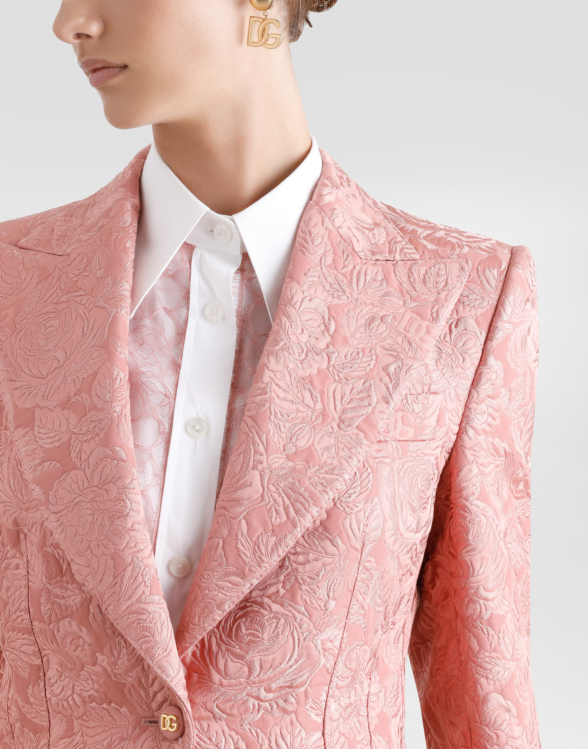 Dolce & Gabbana Quilted Jacquard Turlington Jacket With Floral Pattern
