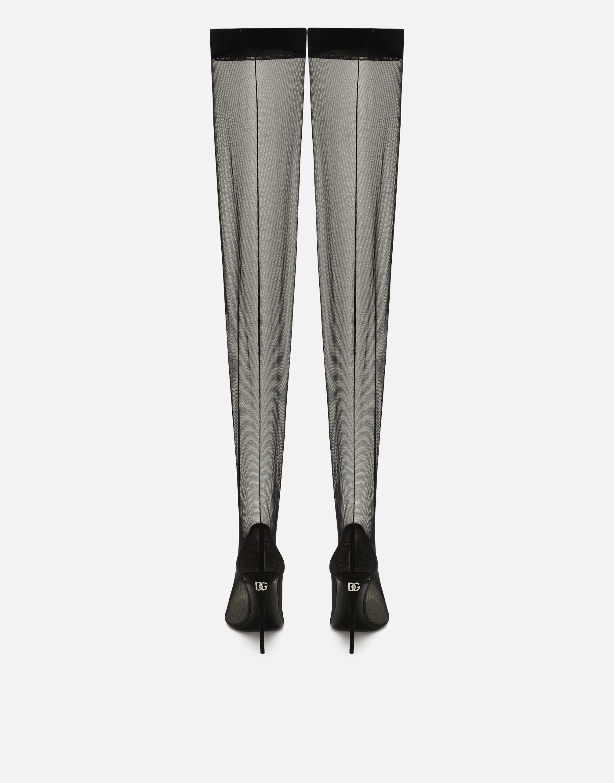 DOLCE & GABBANA KIM DOLCE&GABBANA STRETCH TULLE THIGH-HIGH BOOTS
