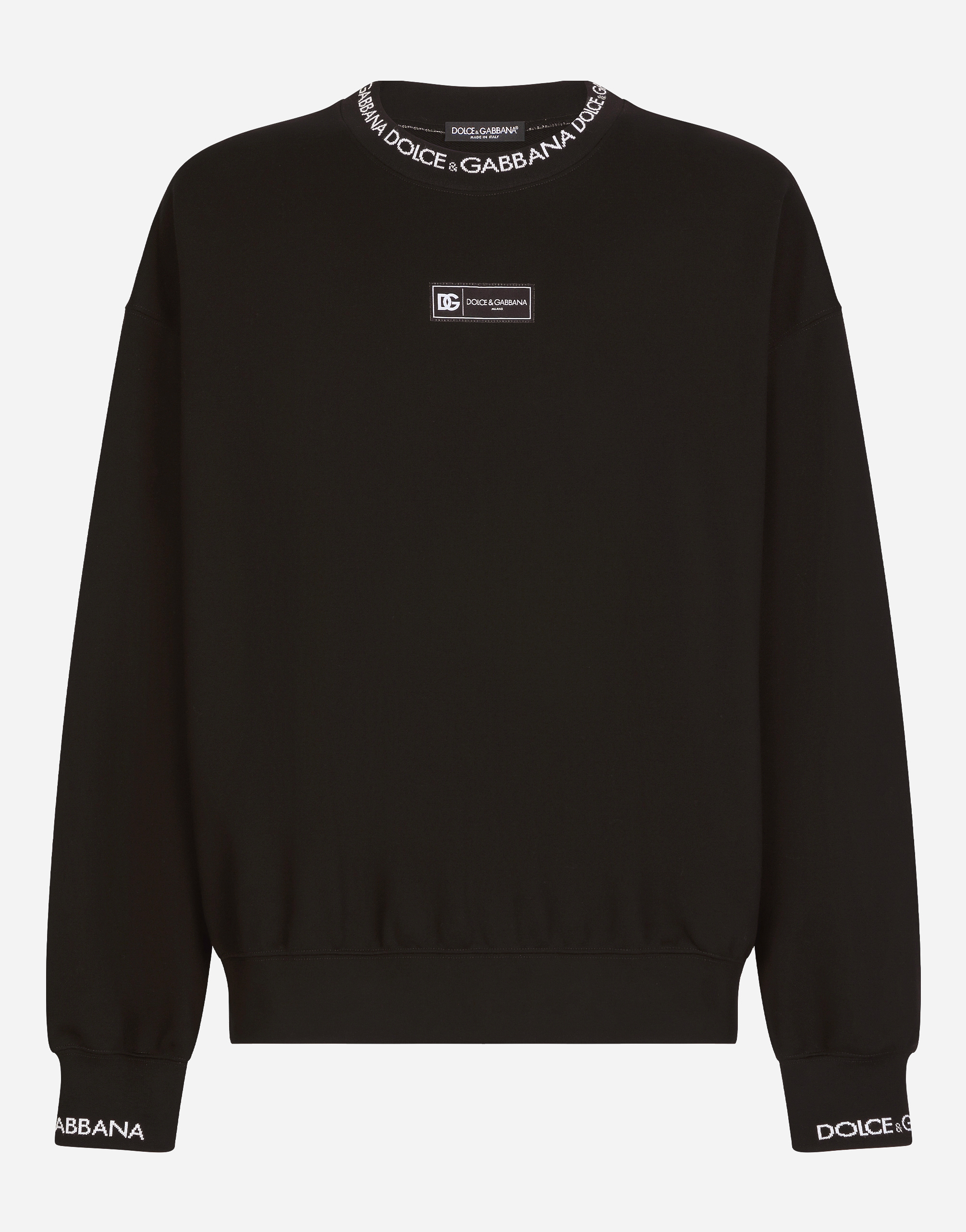 Dolce & Gabbana Logo-print Cotton-blend Sweatshirt In Black